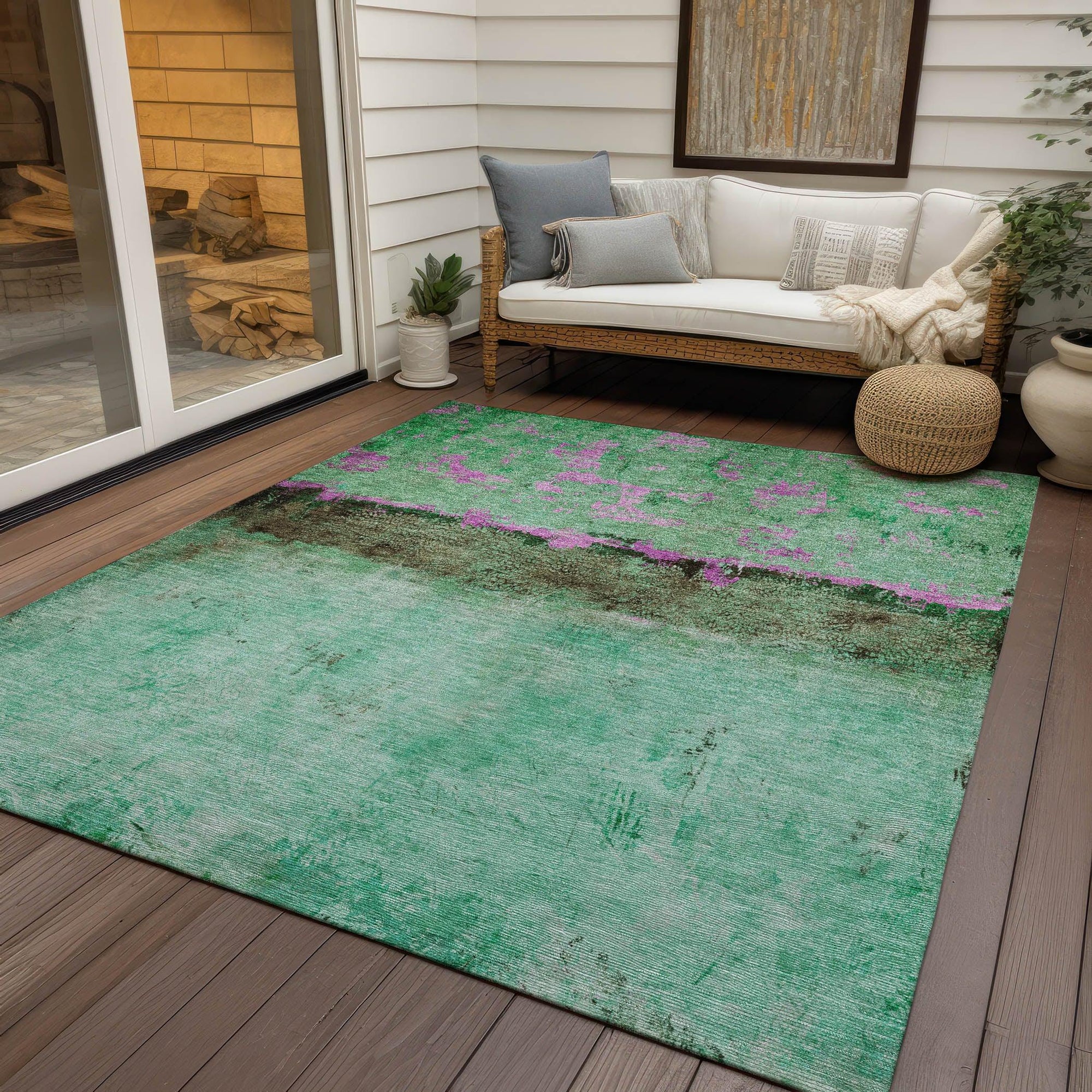 Addison Rugs Galaris Green Washable Indoor-Outdoor Rug