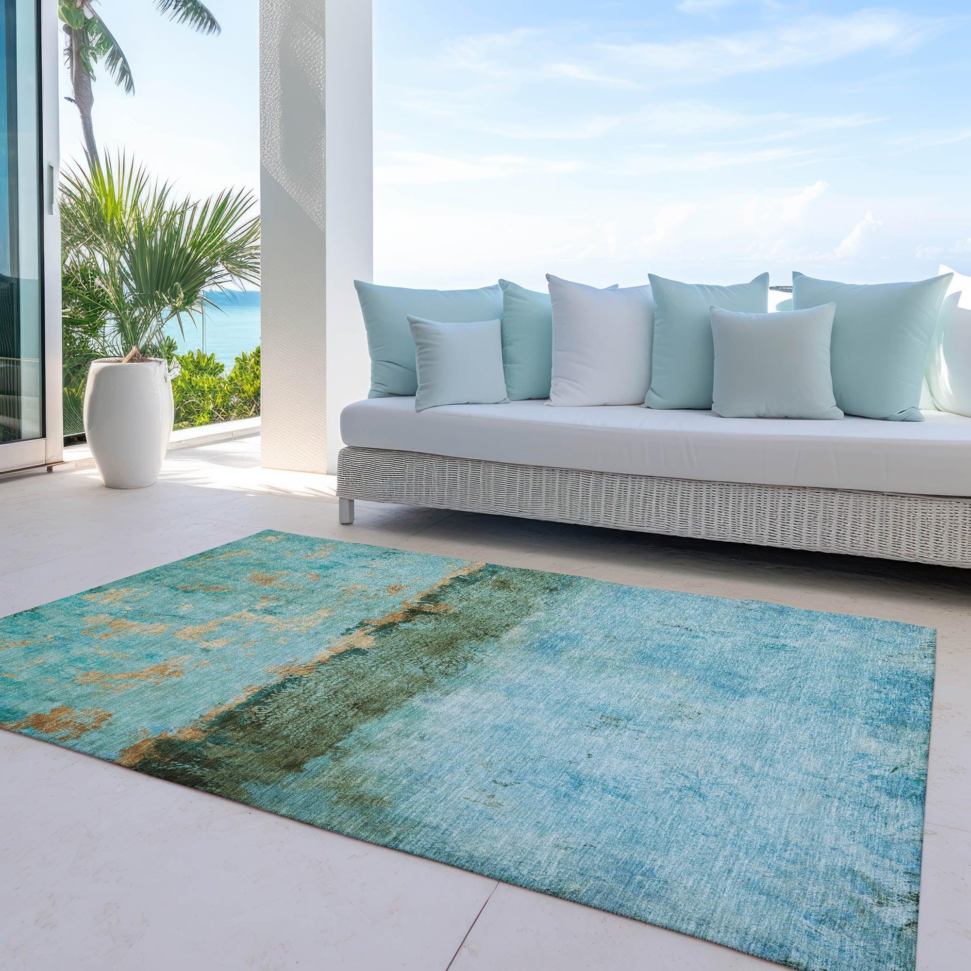 Addison Rugs Galaris Teal Washable Indoor-Outdoor Rug