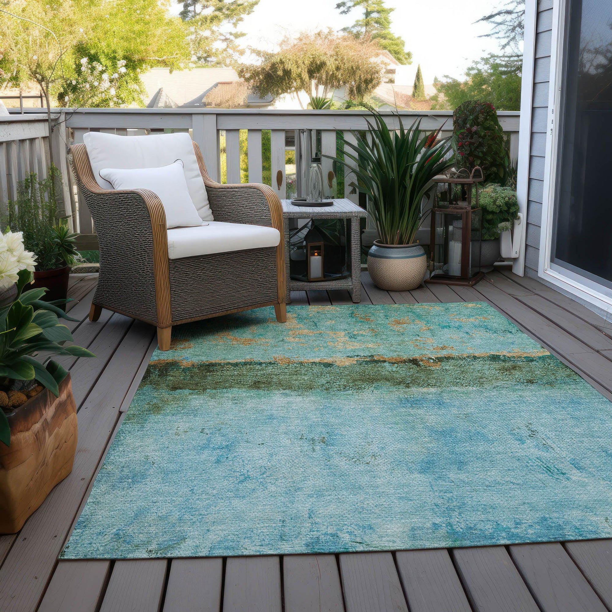 Addison Rugs Galaris Teal Washable Indoor-Outdoor Rug