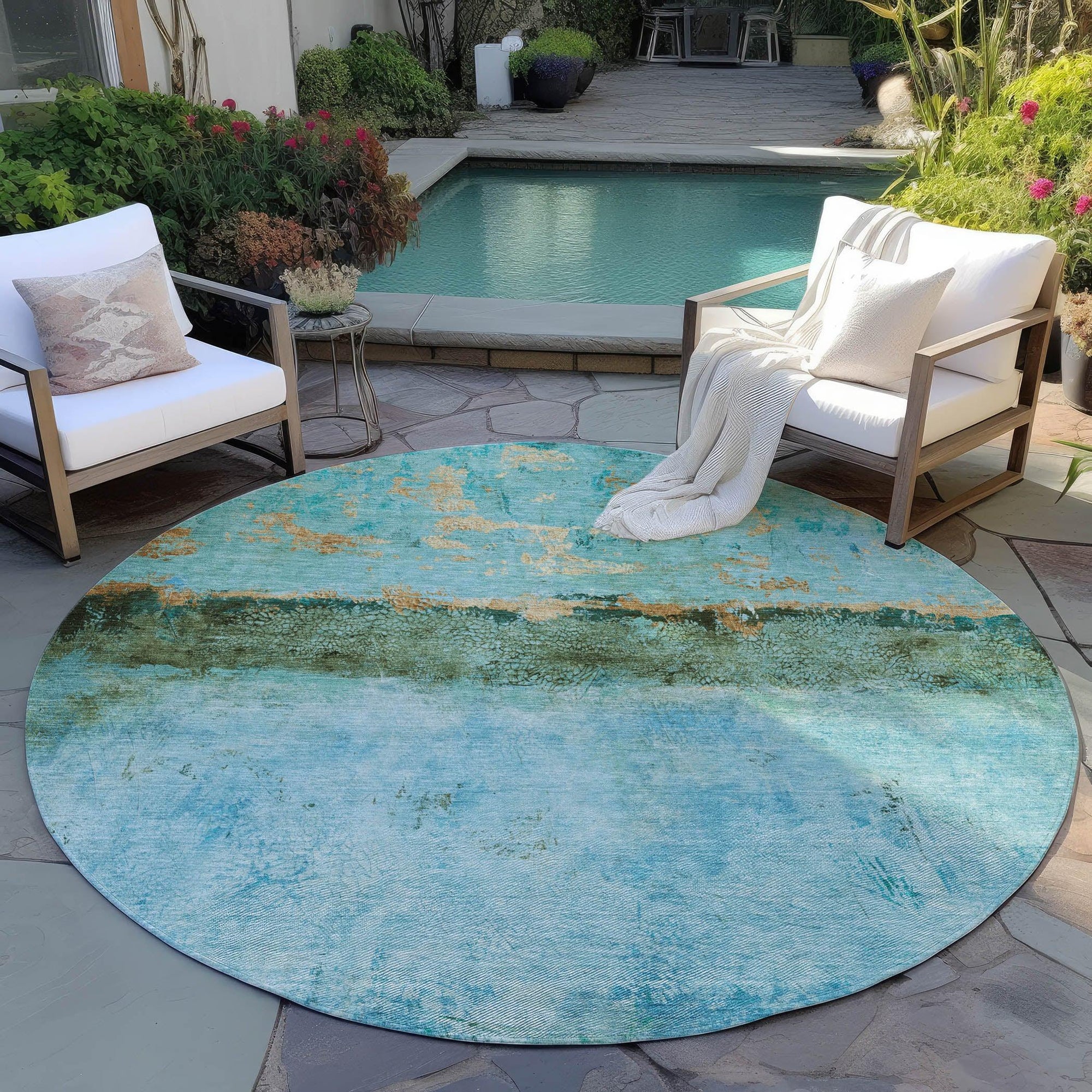 Addison Rugs Galaris Teal Washable Indoor-Outdoor Rug