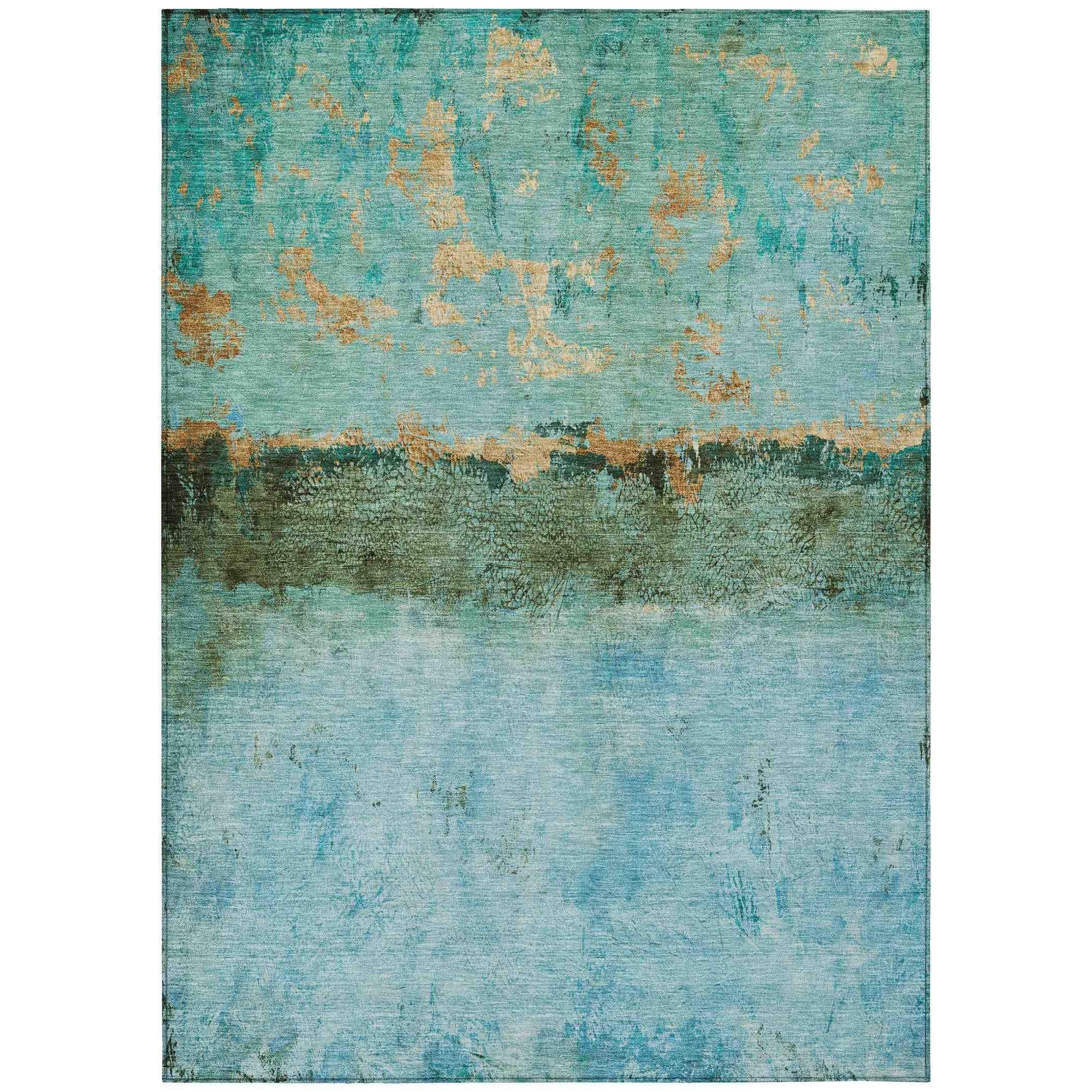Addison Rugs Galaris Teal Washable Indoor-Outdoor Rug