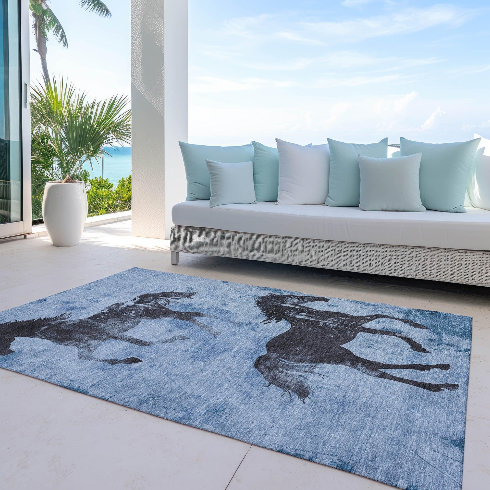 Addison Rugs Galas Blue Washable Indoor-Outdoor Rug