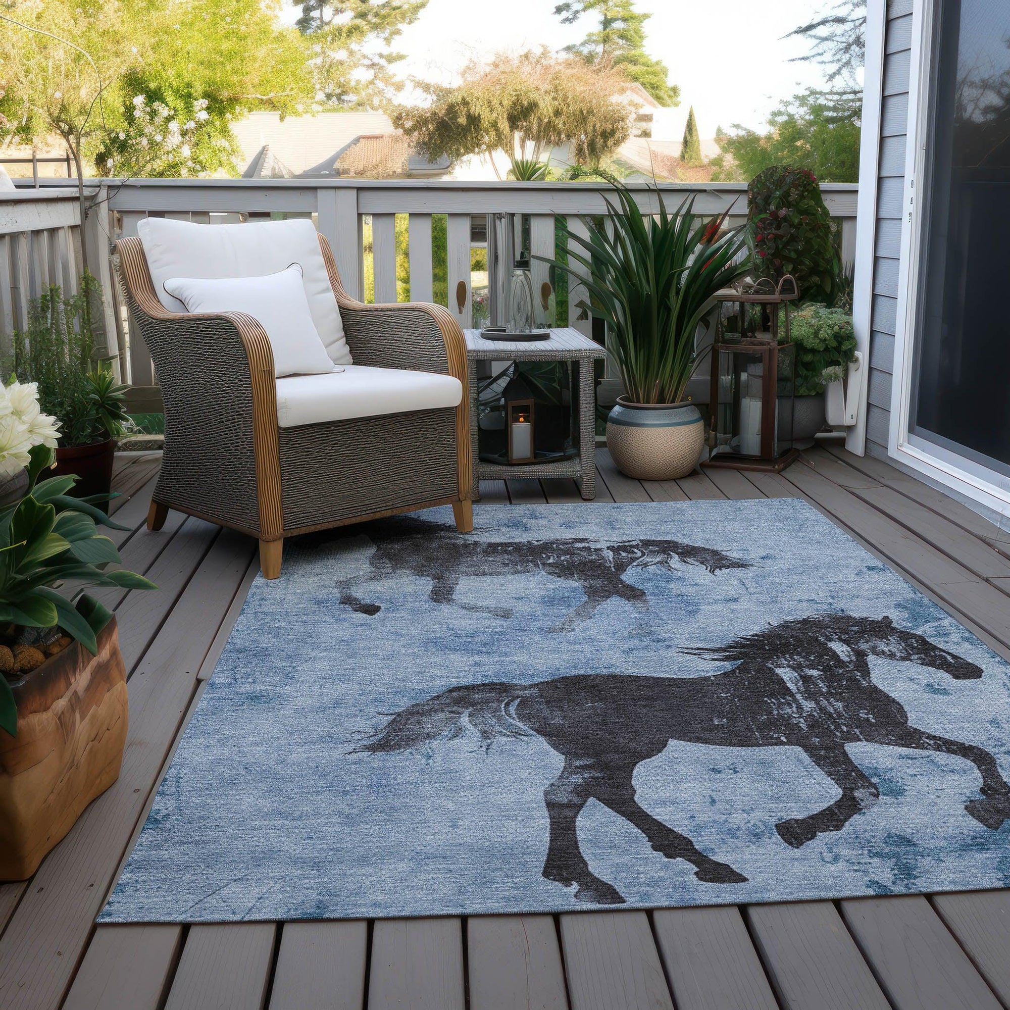 Addison Rugs Galas Blue Washable Indoor-Outdoor Rug