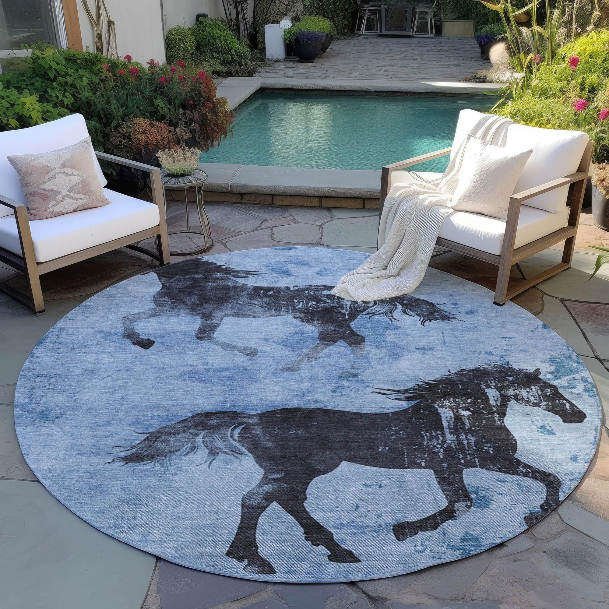 Addison Rugs Galas Blue Washable Indoor-Outdoor Rug