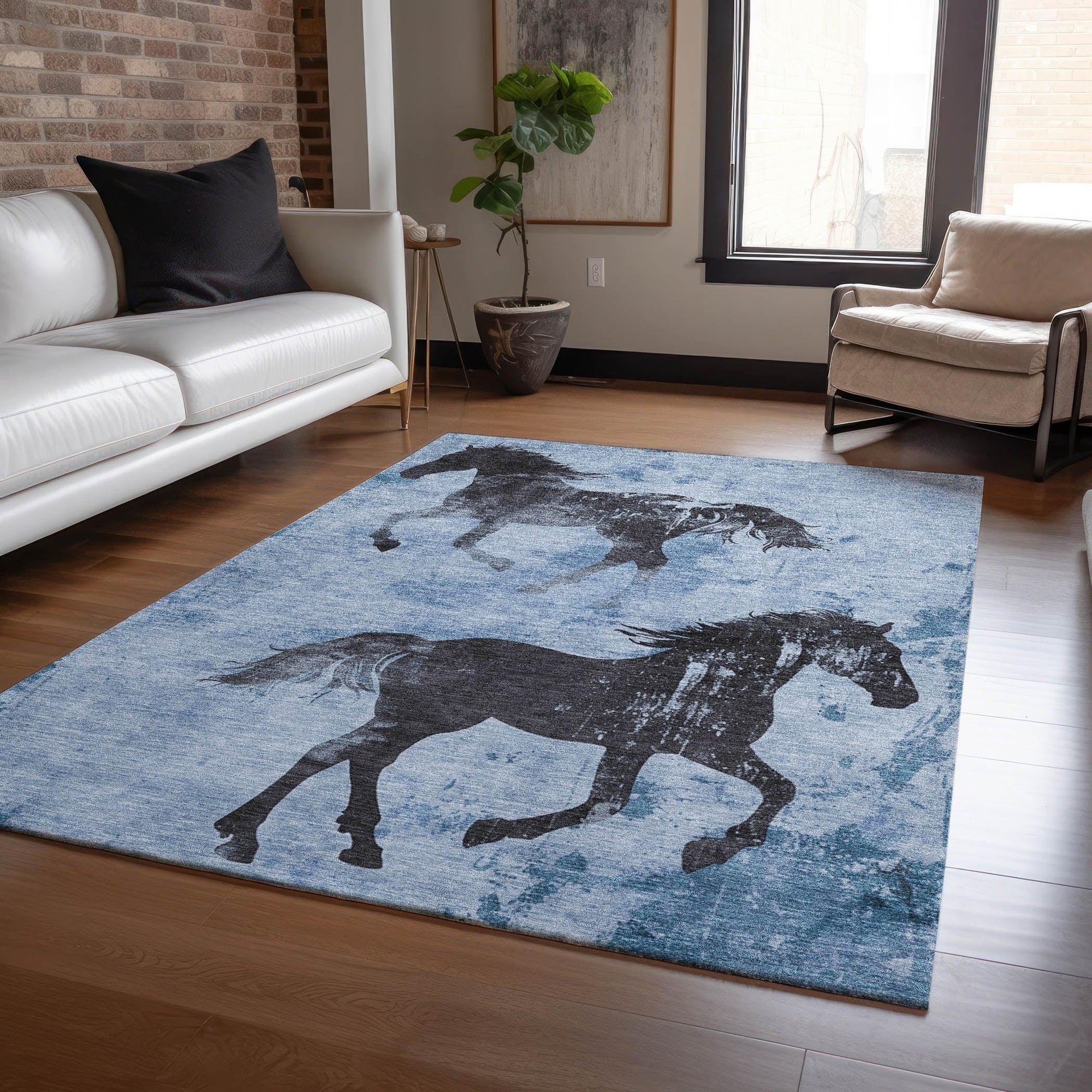 Addison Rugs Galas Blue Washable Indoor-Outdoor Rug