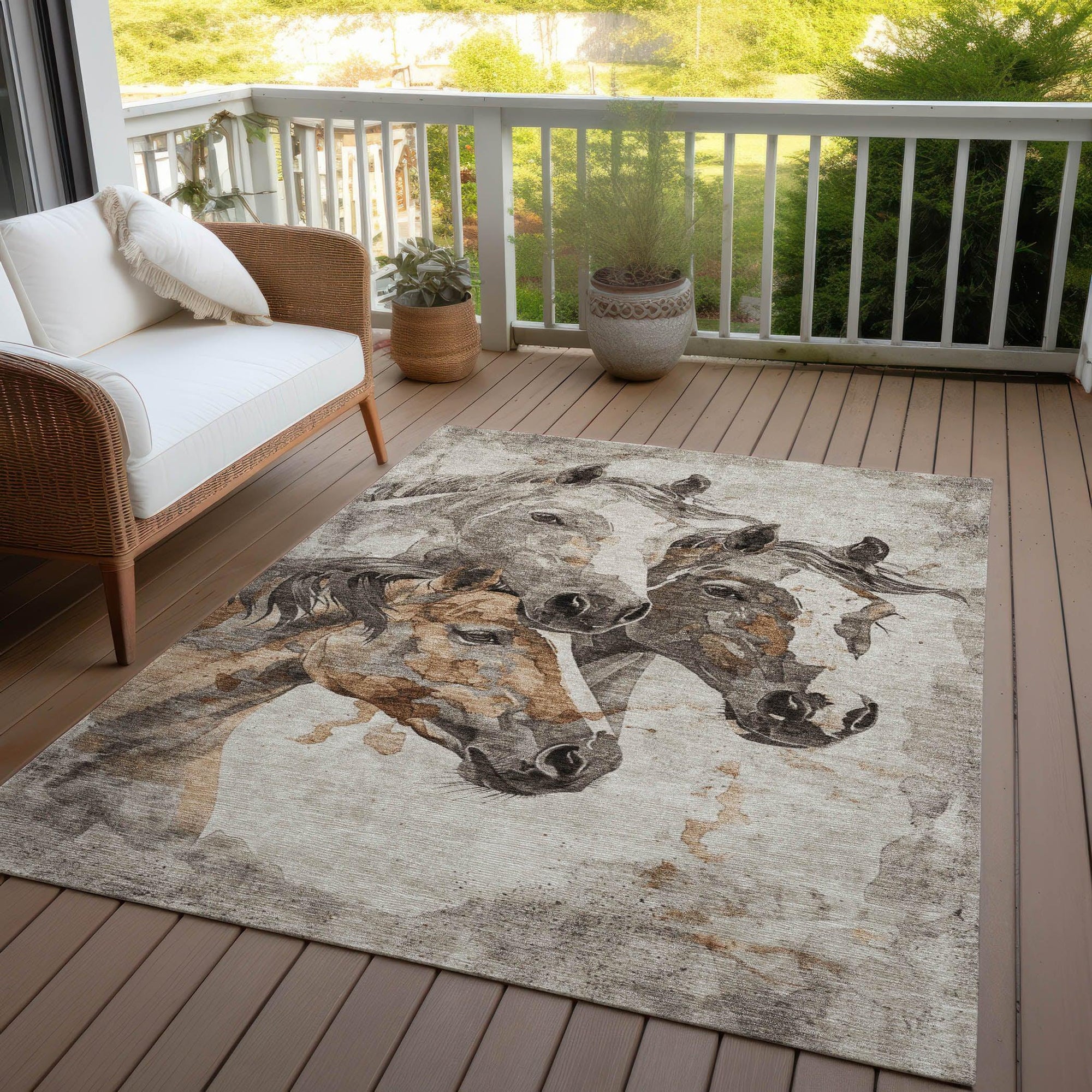 Addison Rugs Galion Brown Washable Indoor-Outdoor Rug
