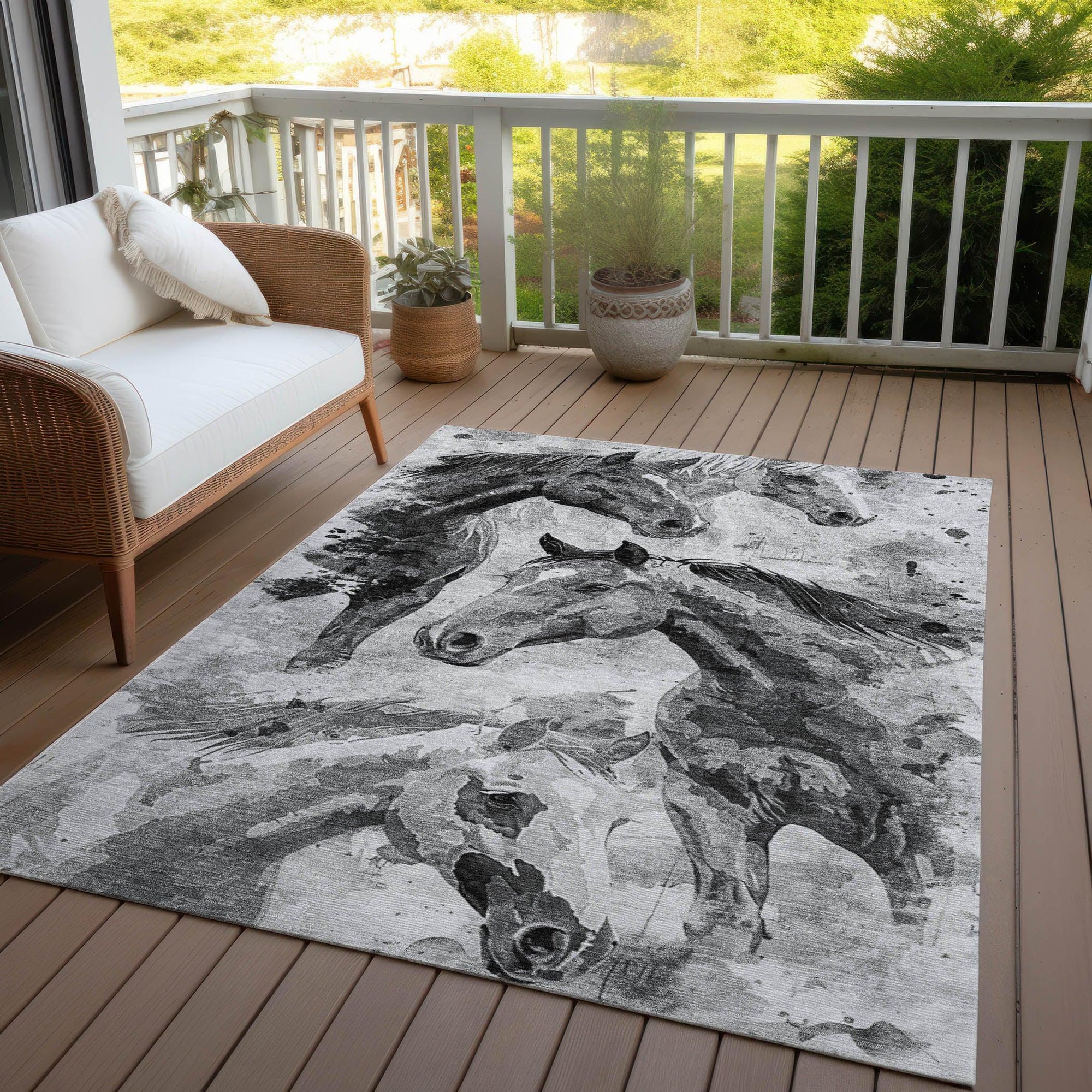 Addison Rugs Galius Gray Washable Indoor-Outdoor Rug