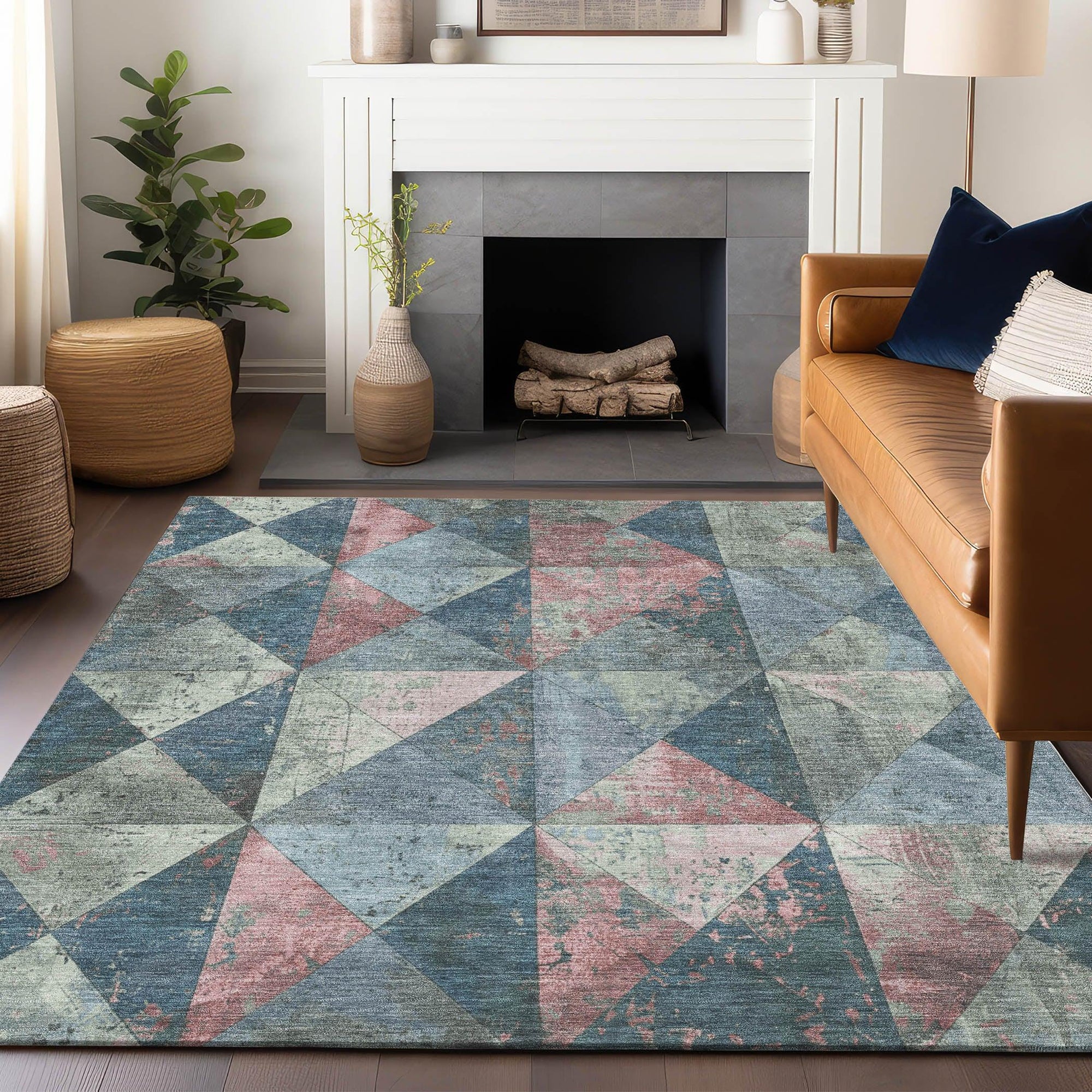 Addison Rugs Galon Blue Washable Indoor-Outdoor Rug