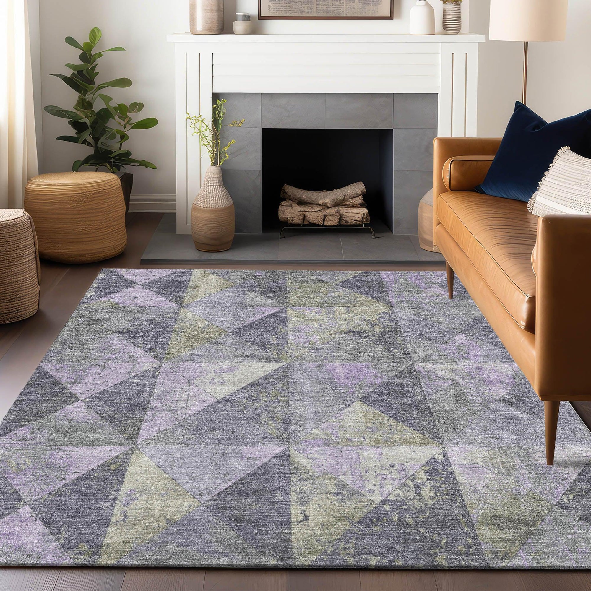 Addison Rugs Galon Lavender Washable Indoor-Outdoor Rug