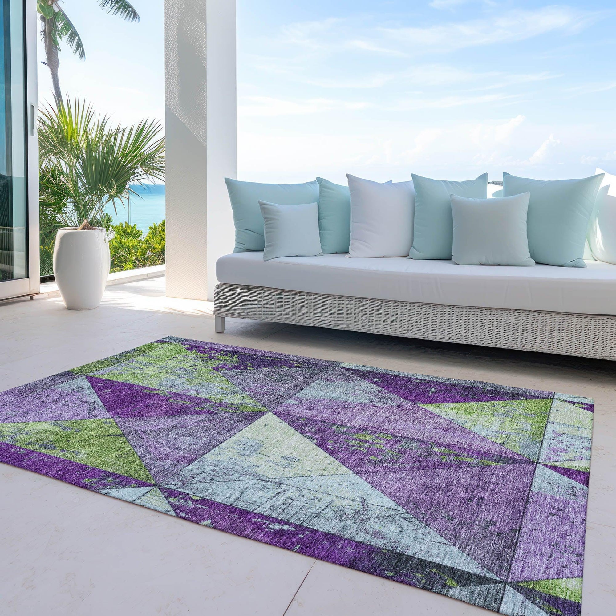 Addison Rugs Galon Purple Washable Indoor-Outdoor Rug