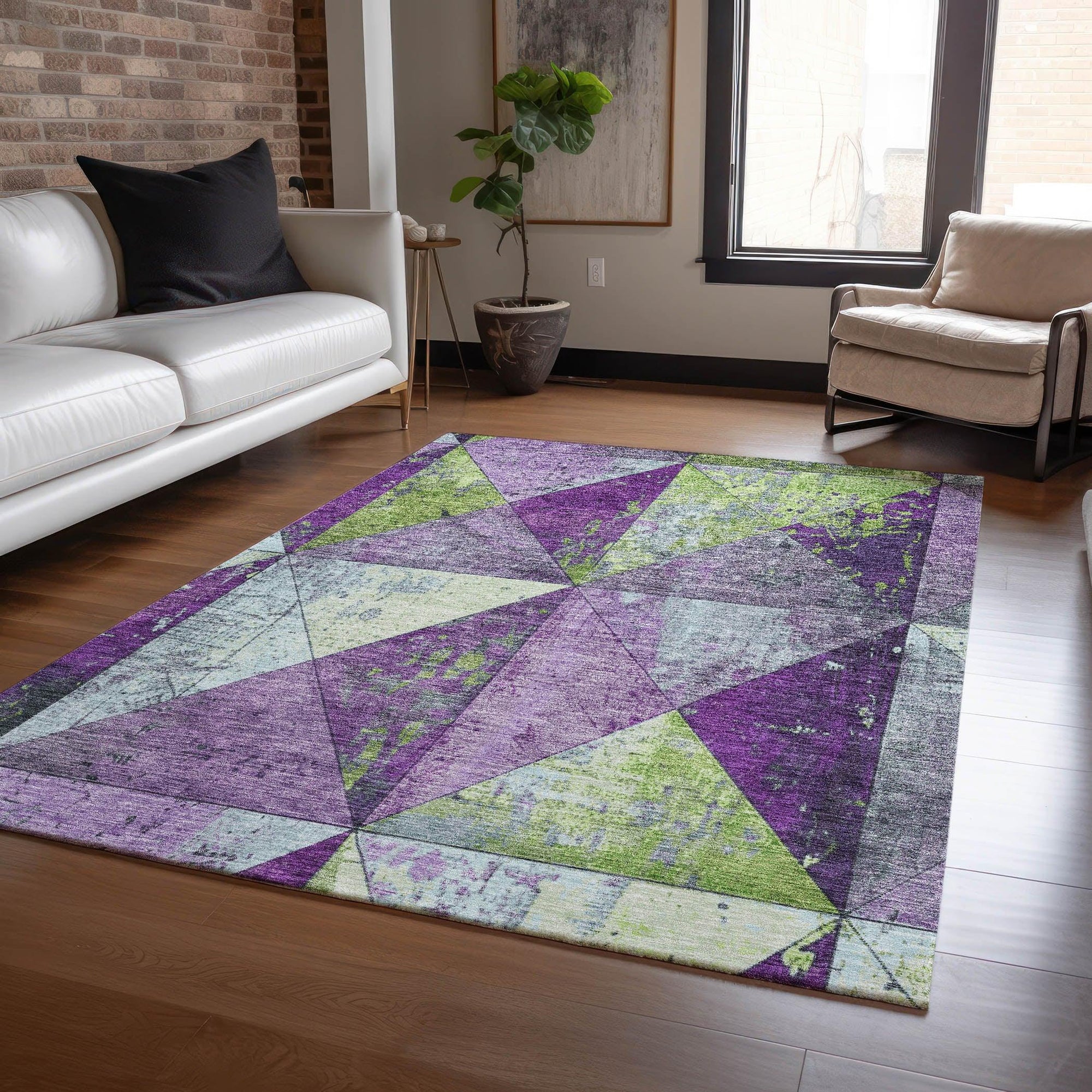 Addison Rugs Galon Purple Washable Indoor-Outdoor Rug