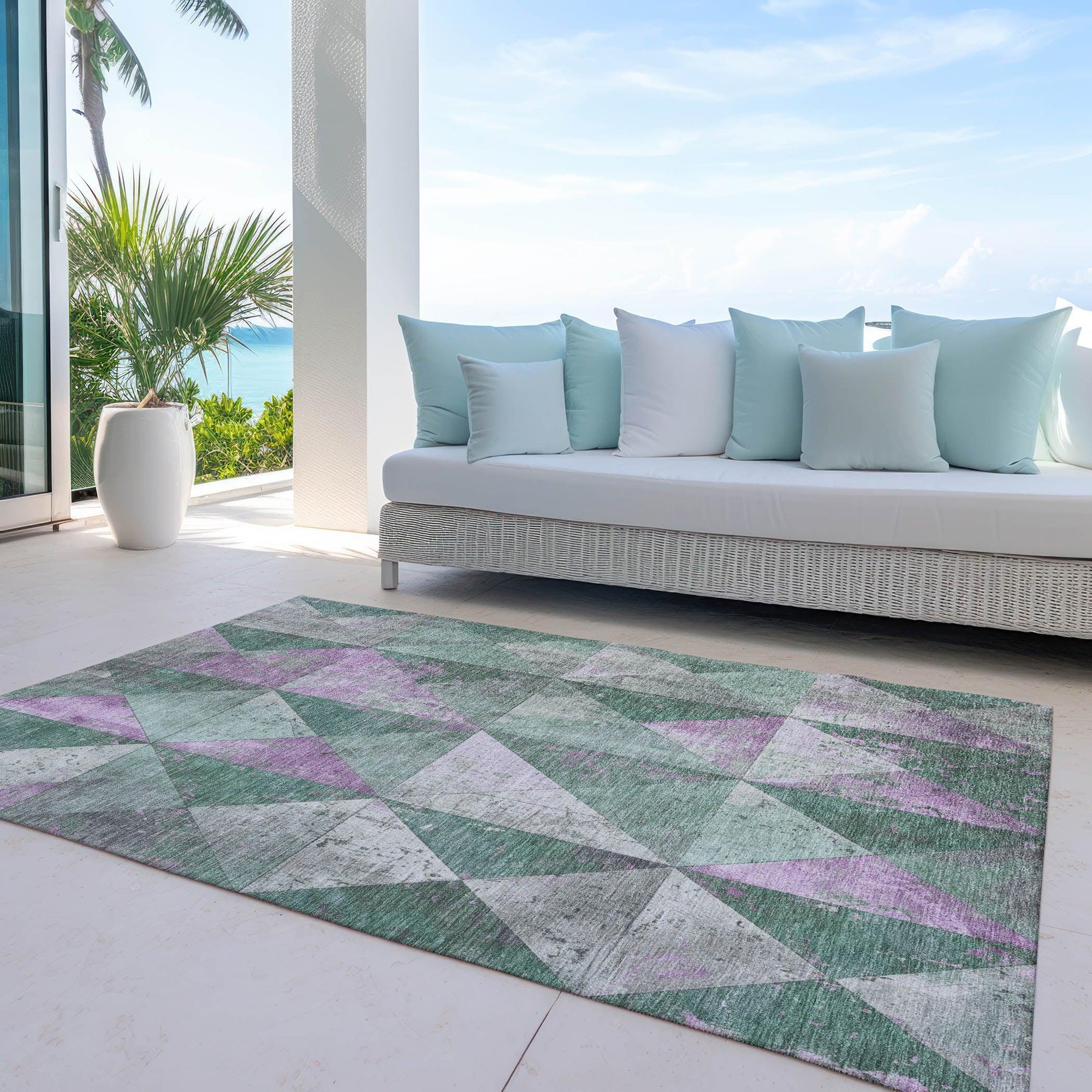 Addison Rugs Galon Green Washable Indoor-Outdoor Rug