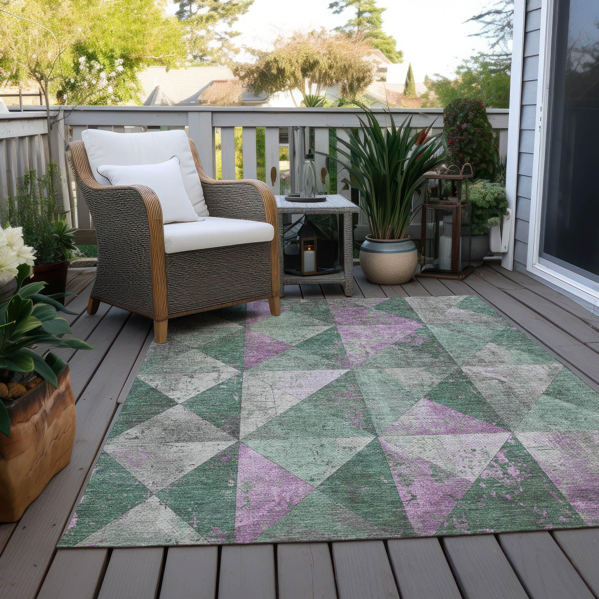 Addison Rugs Galon Green Washable Indoor-Outdoor Rug