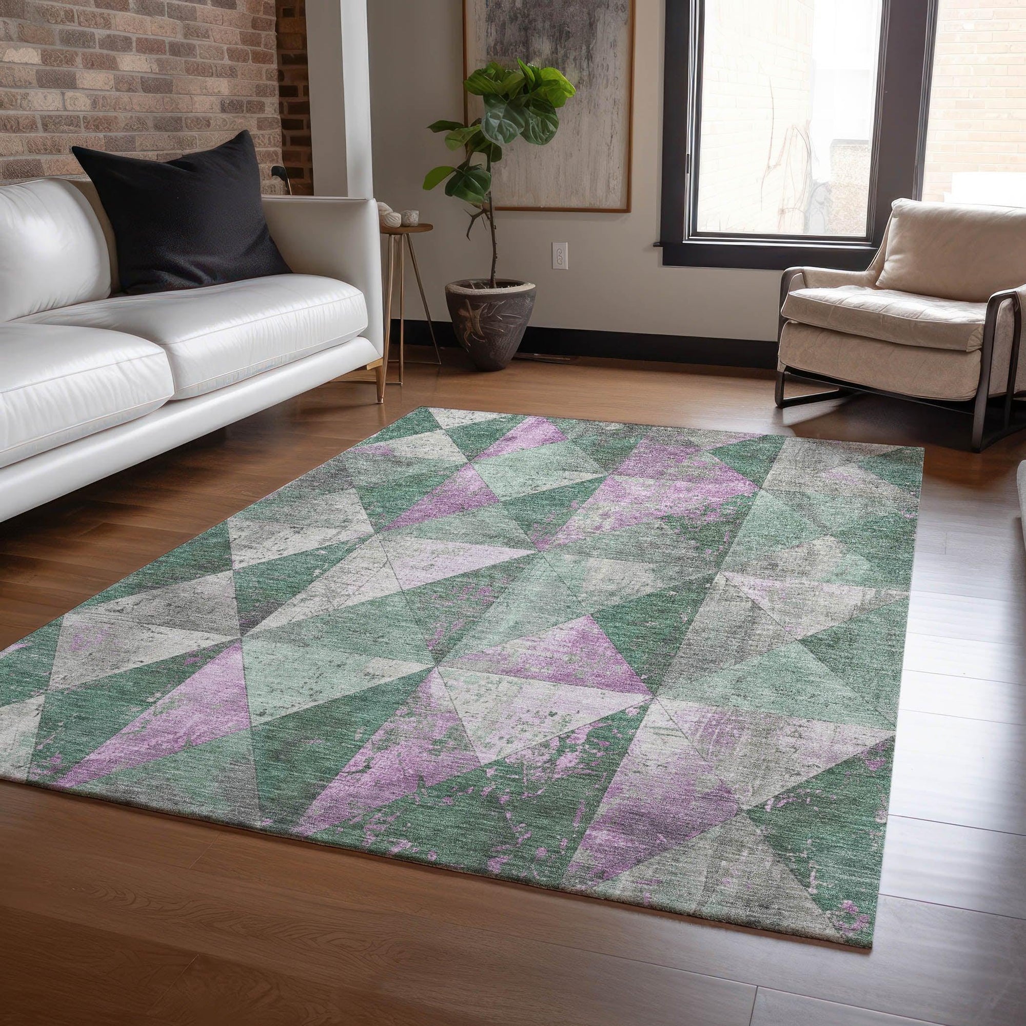 Addison Rugs Galon Green Washable Indoor-Outdoor Rug