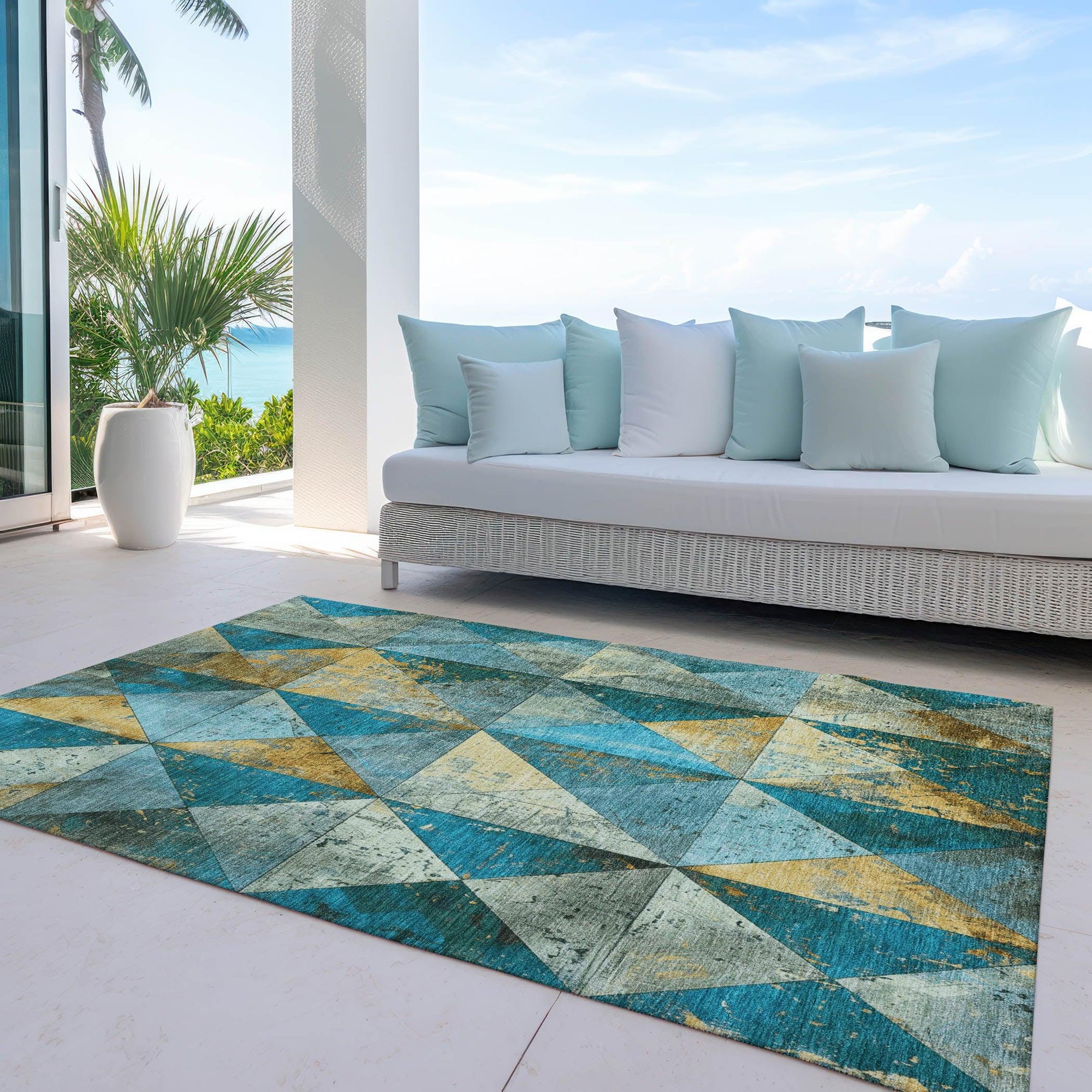 Addison Rugs Galon Teal Washable Indoor-Outdoor Rug