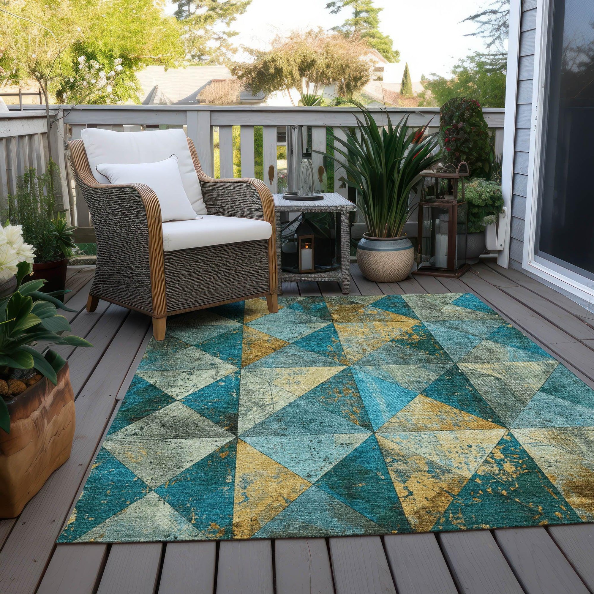 Addison Rugs Galon Teal Washable Indoor-Outdoor Rug