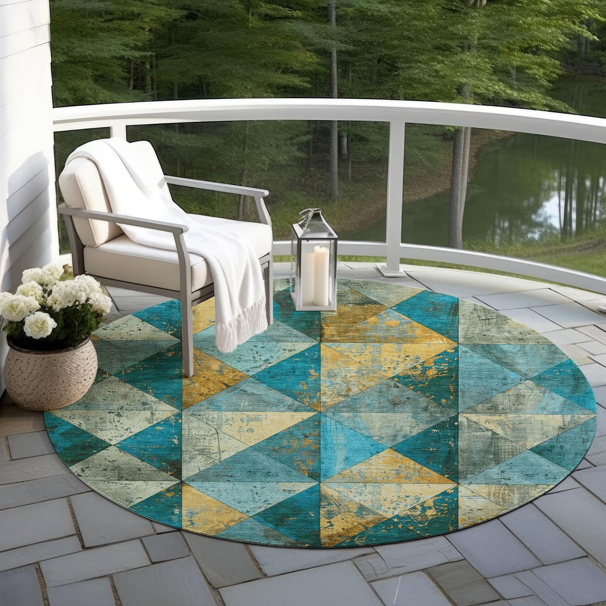 Addison Rugs Galon Teal Washable Indoor-Outdoor Rug