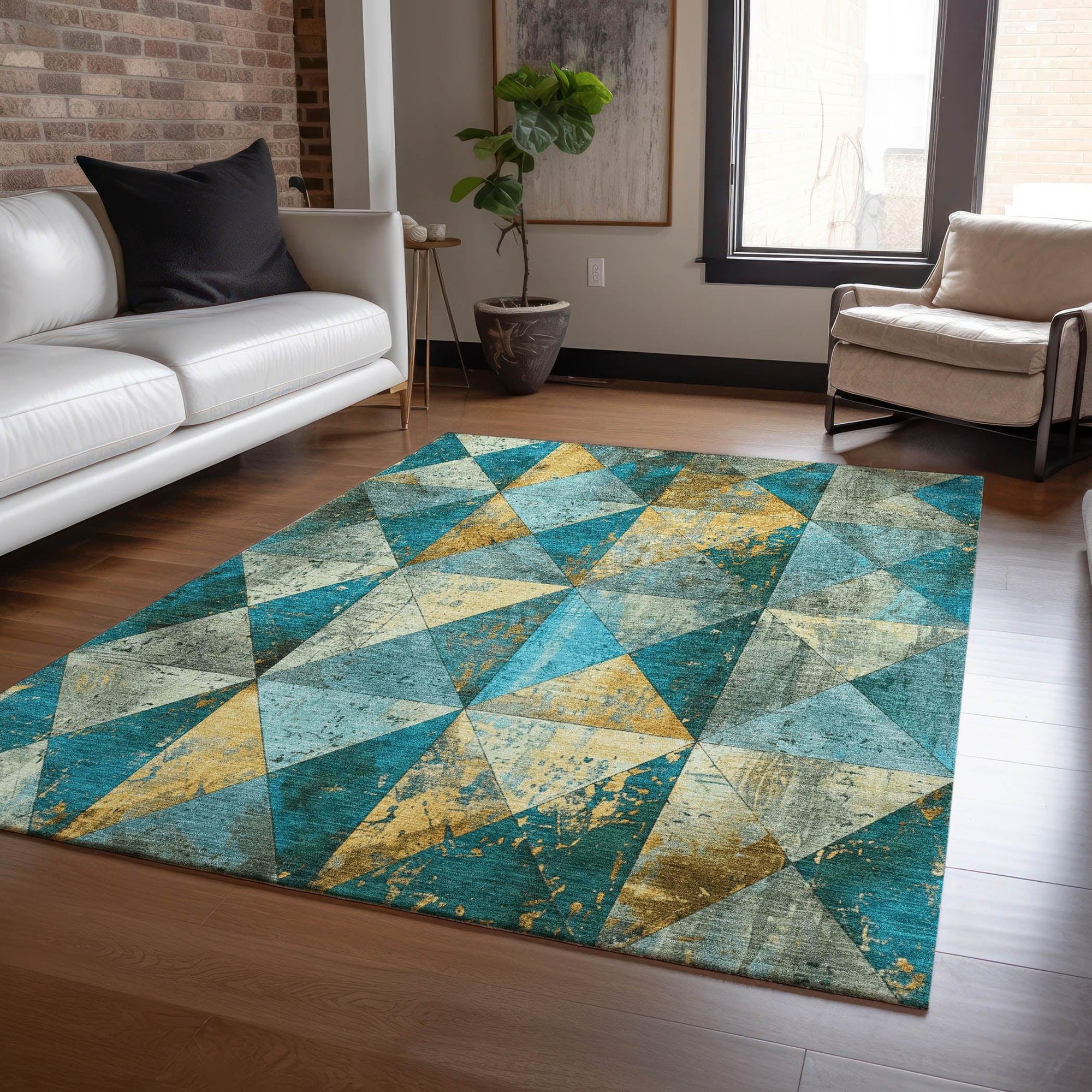 Addison Rugs Galon Teal Washable Indoor-Outdoor Rug
