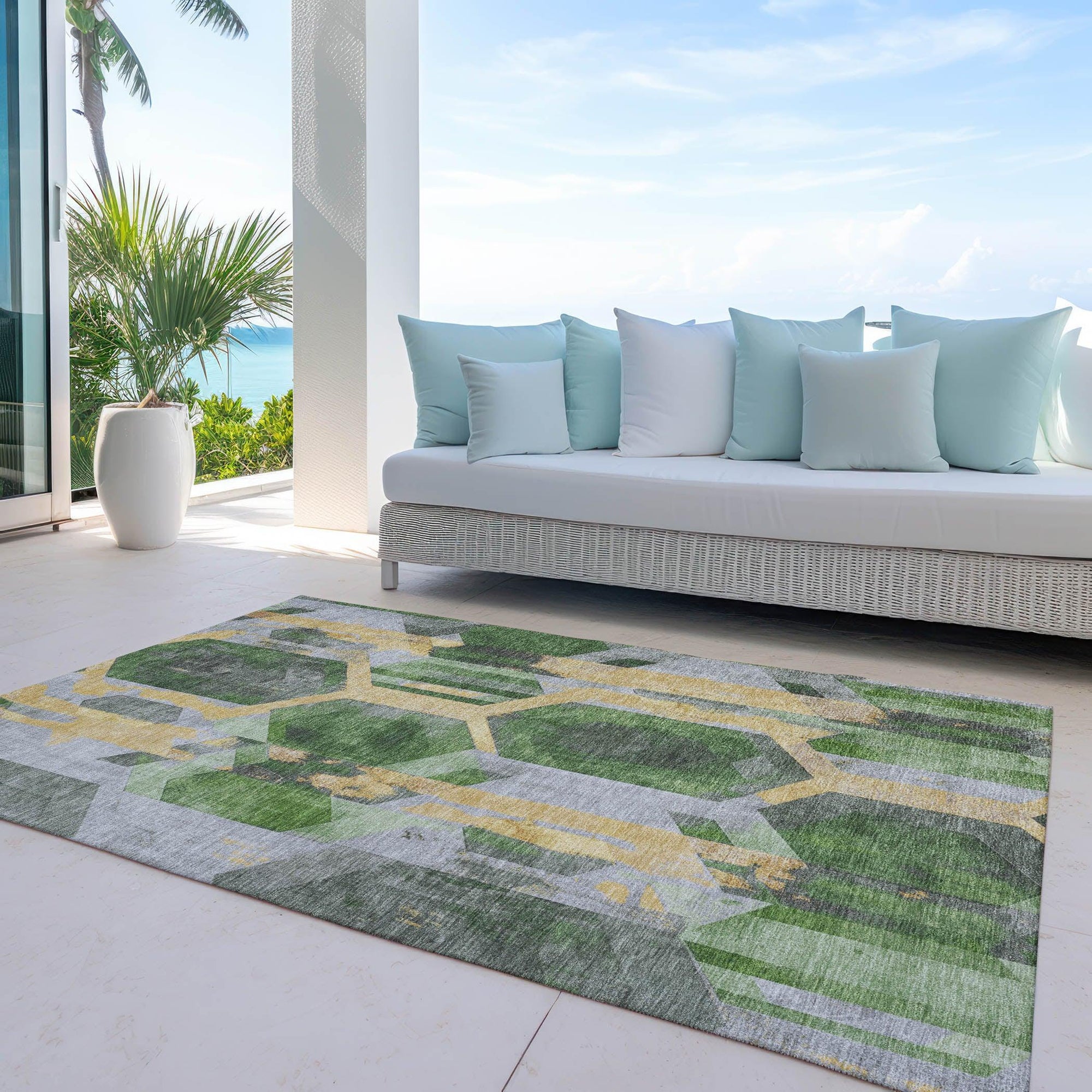 Addison Rugs Galor Green Washable Indoor-Outdoor Rug