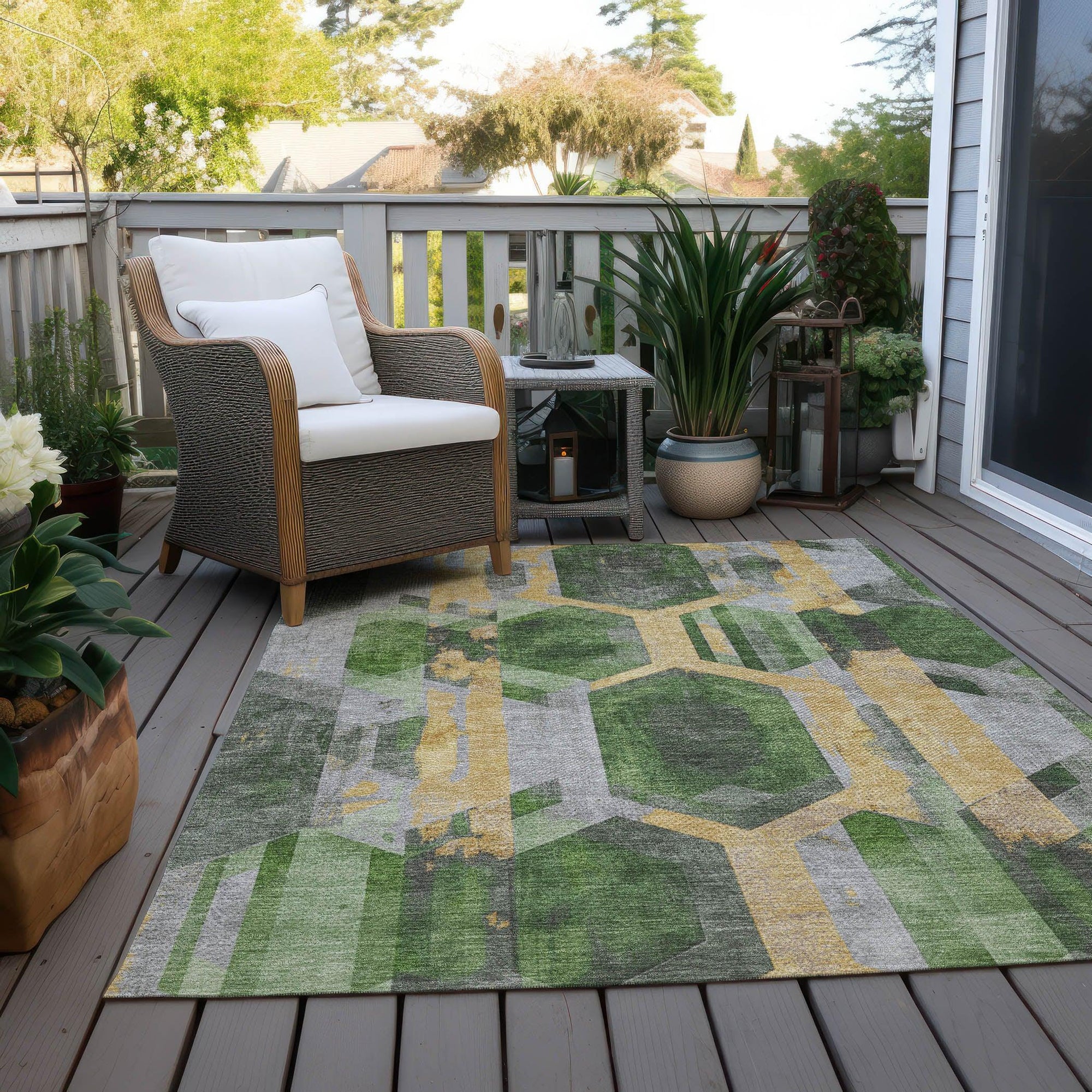 Addison Rugs Galor Green Washable Indoor-Outdoor Rug
