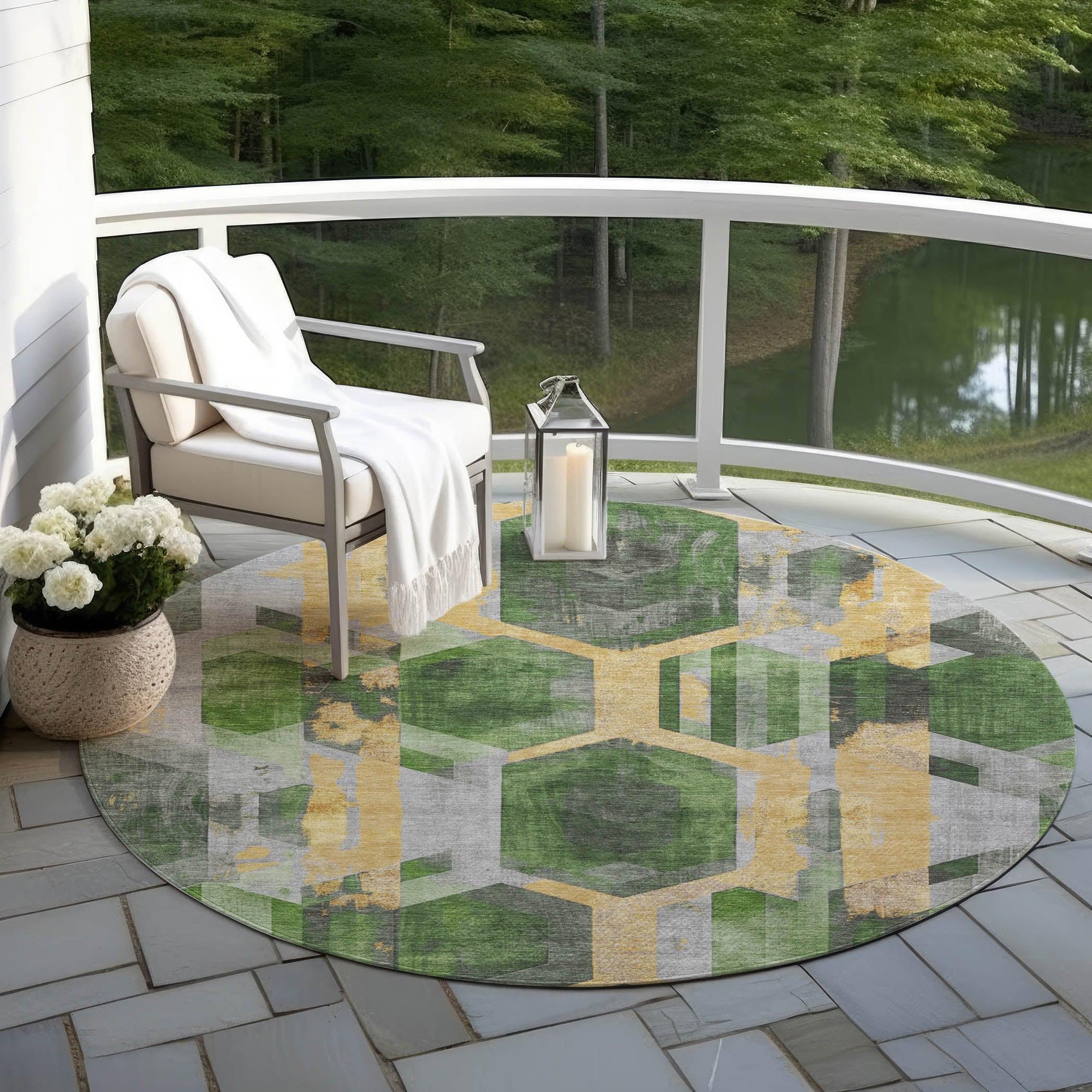 Addison Rugs Galor Green Washable Indoor-Outdoor Rug