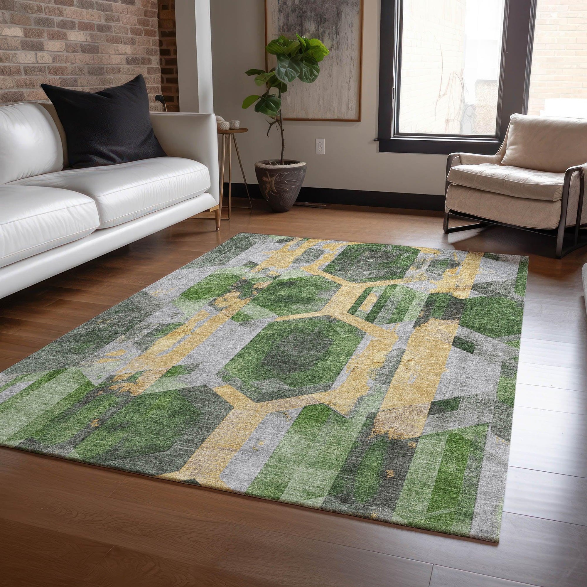 Addison Rugs Galor Green Washable Indoor-Outdoor Rug