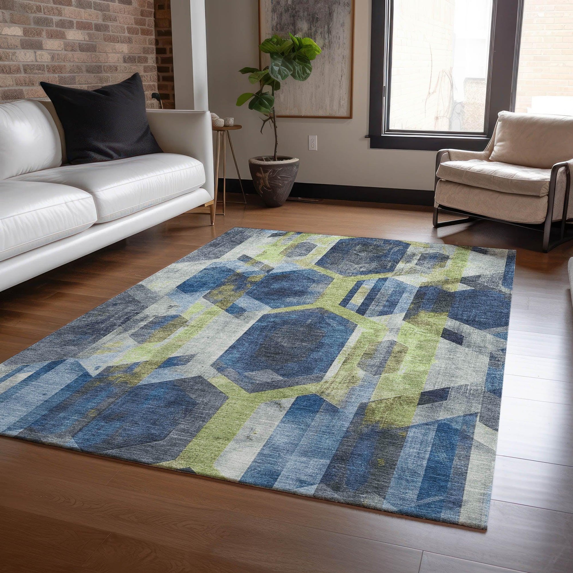 Addison Rugs Galor Blue Washable Indoor-Outdoor Rug