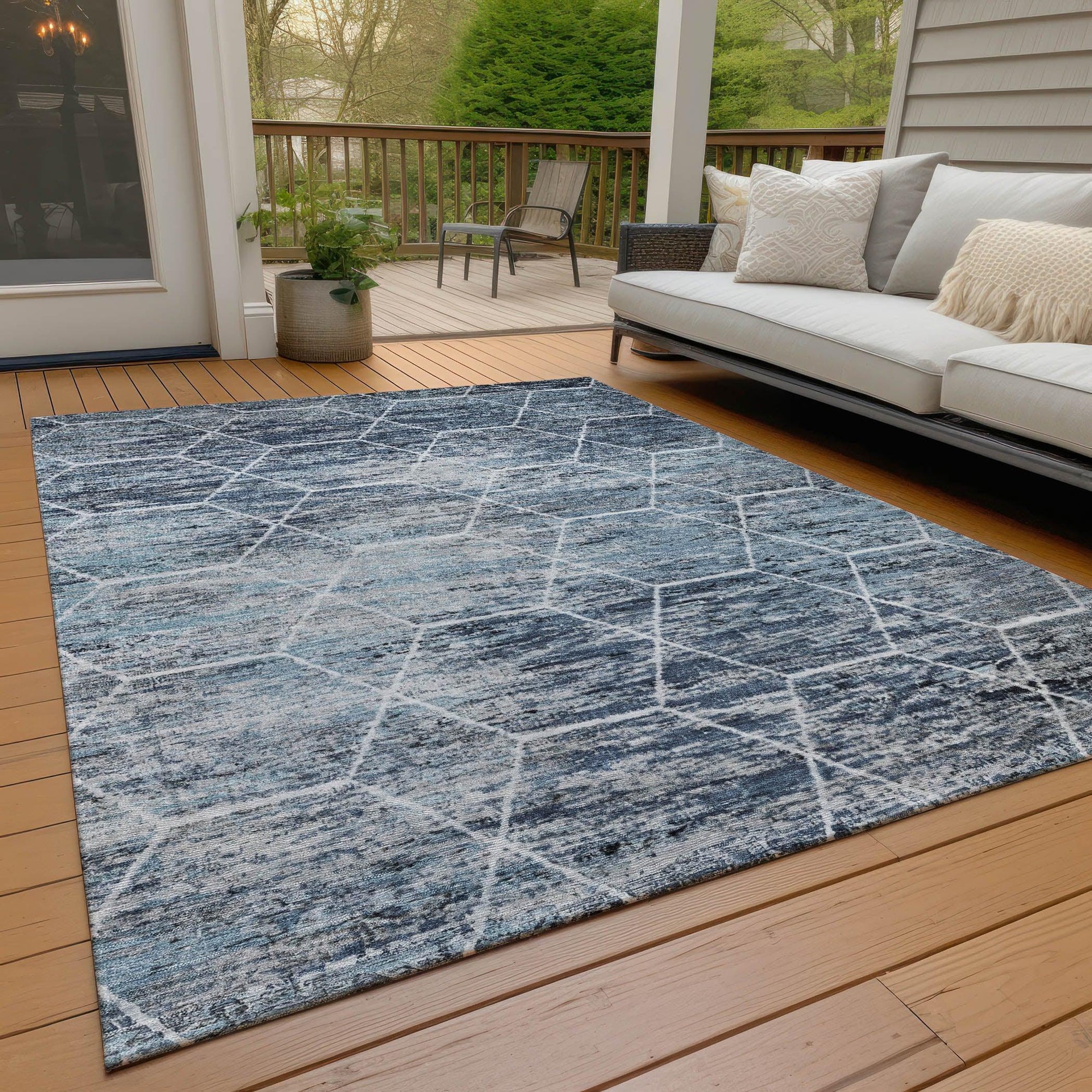 Addison Rugs Galyn Blue Washable Indoor-Outdoor Rug
