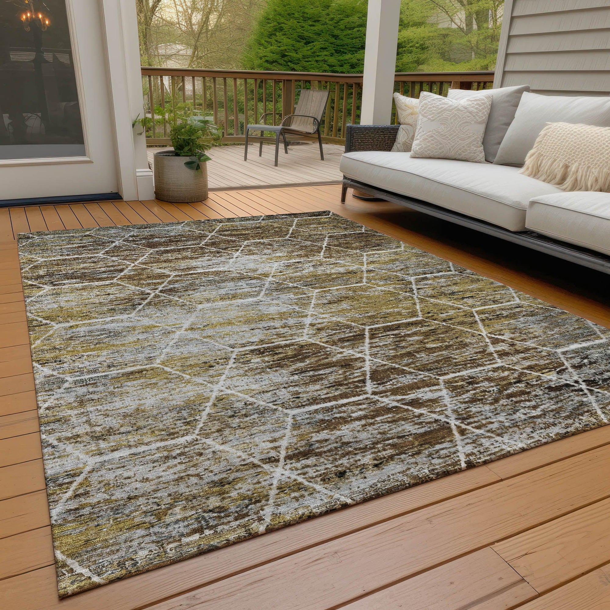 Addison Rugs Galyn Brown Washable Indoor-Outdoor Rug