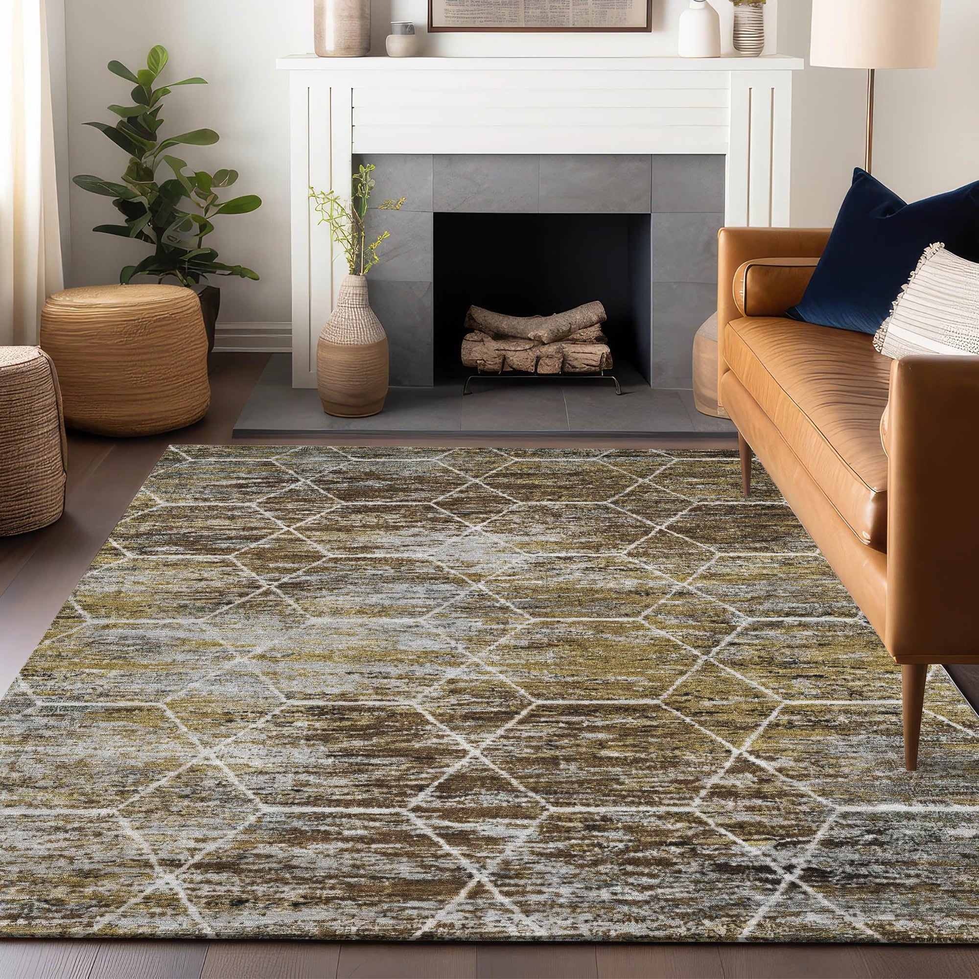 Addison Rugs Galyn Brown Washable Indoor-Outdoor Rug