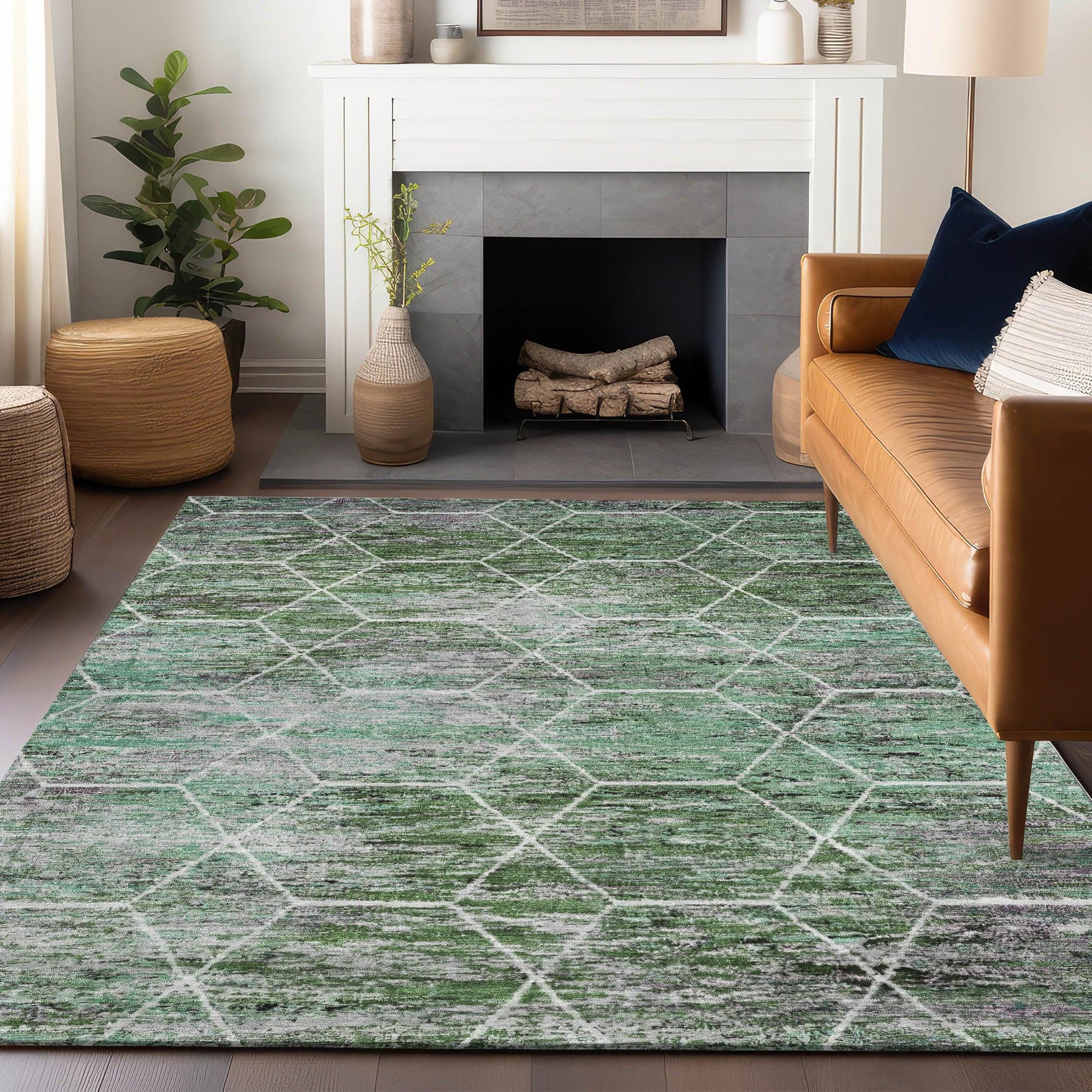 Addison Rugs Galyn Green Washable Indoor-Outdoor Rug