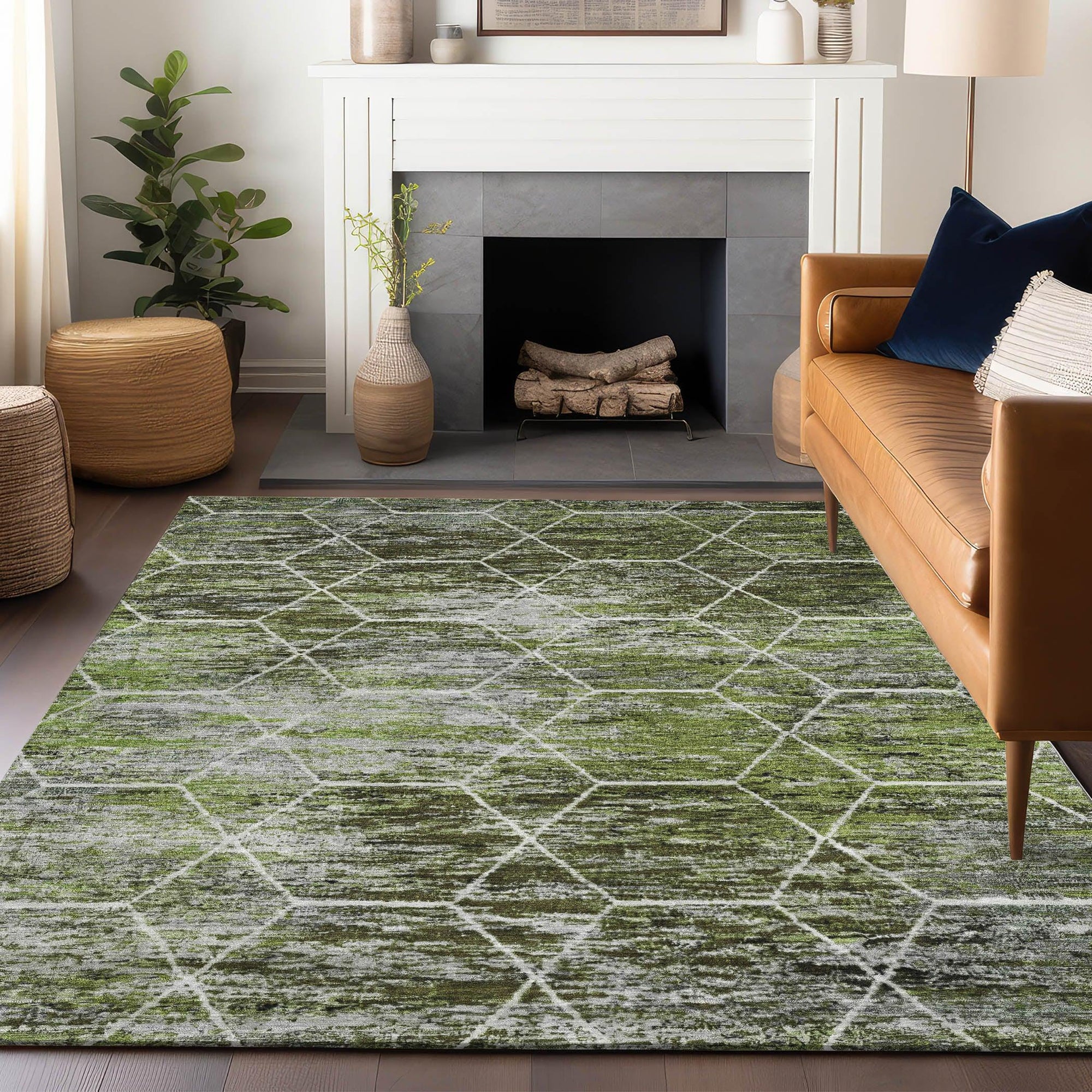 Addison Rugs Galyn Olive Washable Indoor-Outdoor Rug