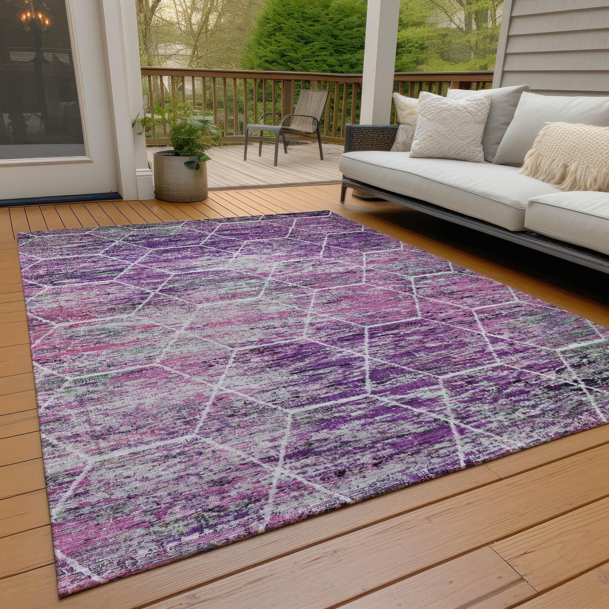 Addison Rugs Galyn Purple Washable Indoor-Outdoor Rug