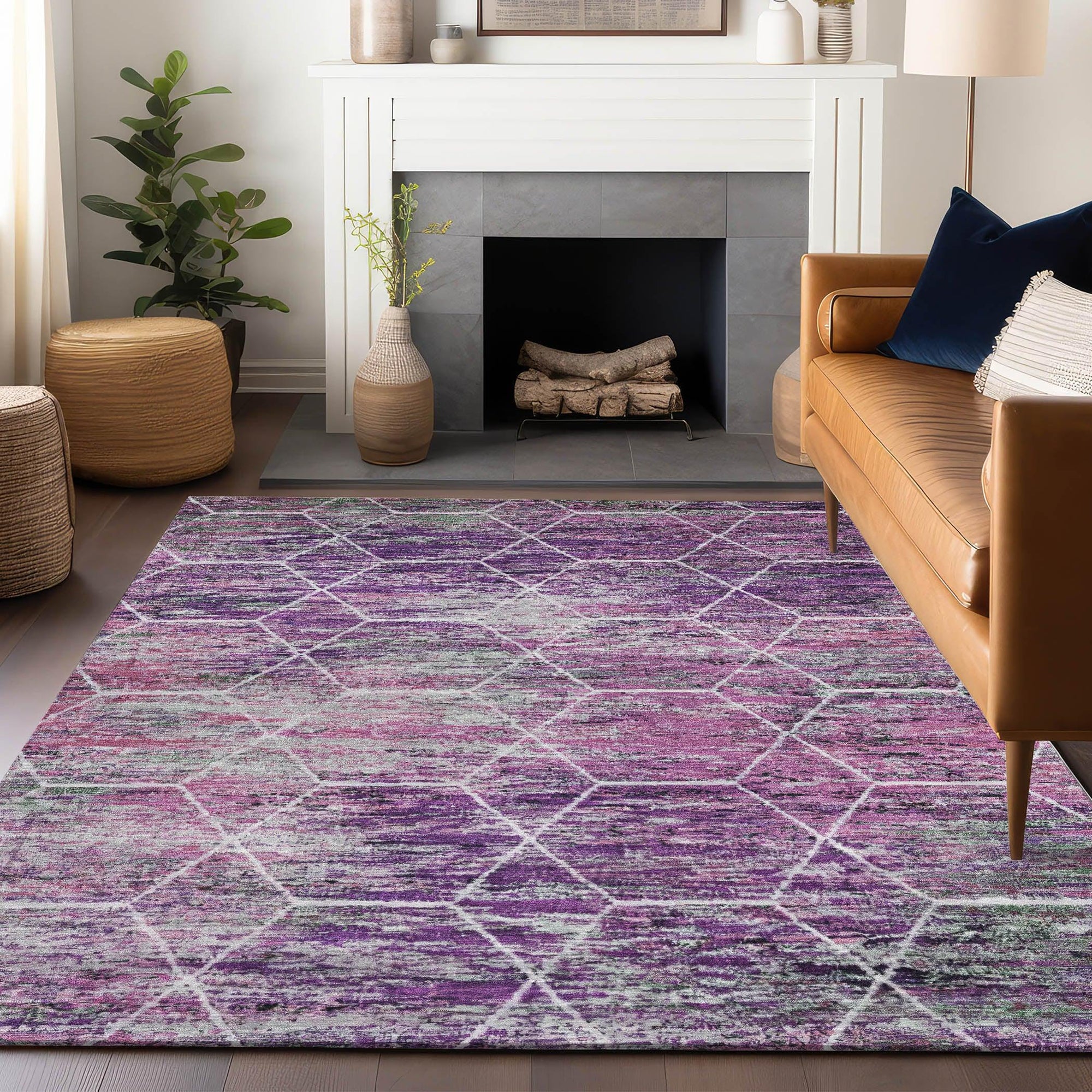 Addison Rugs Galyn Purple Washable Indoor-Outdoor Rug