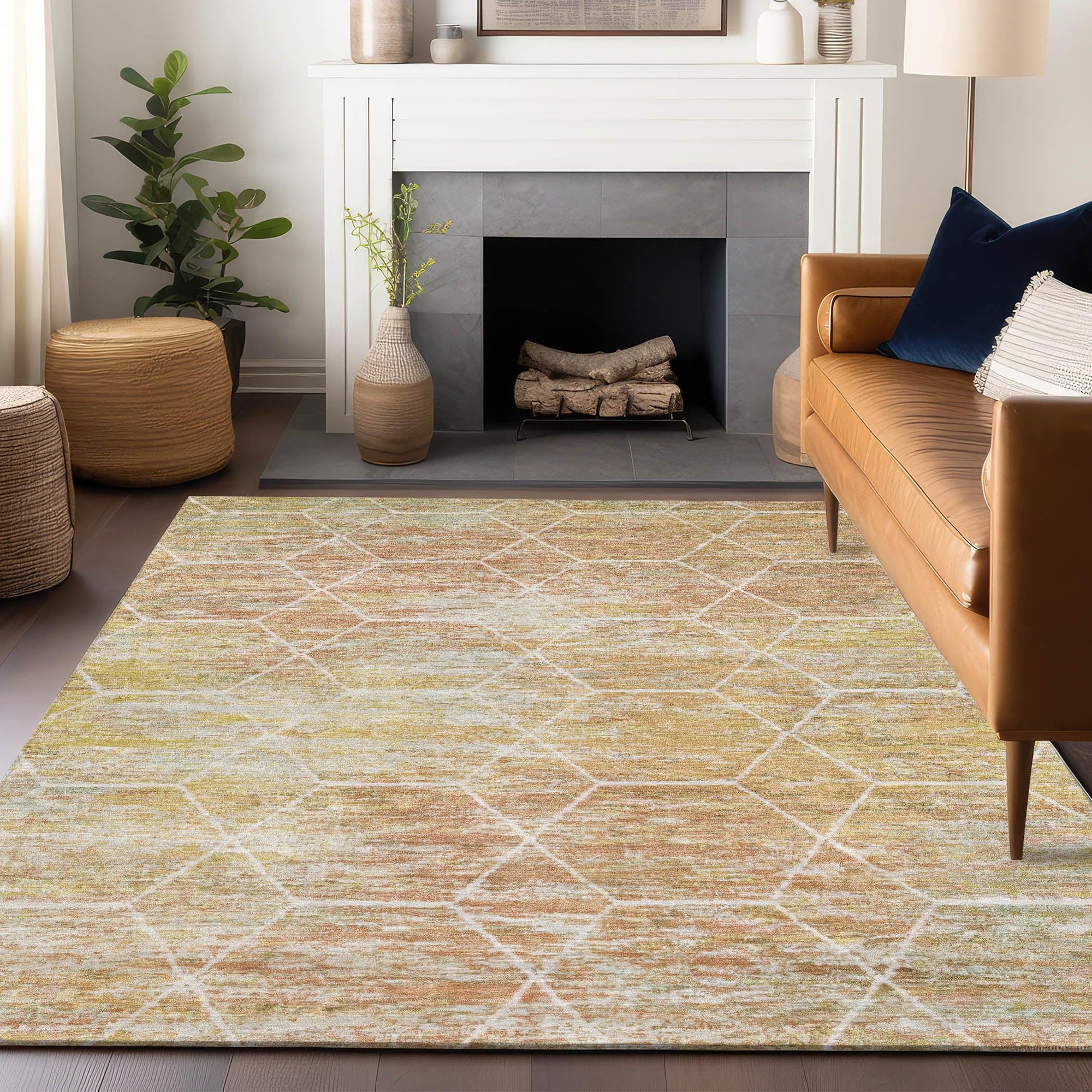 Addison Rugs Galyn Orange Washable Indoor-Outdoor Rug