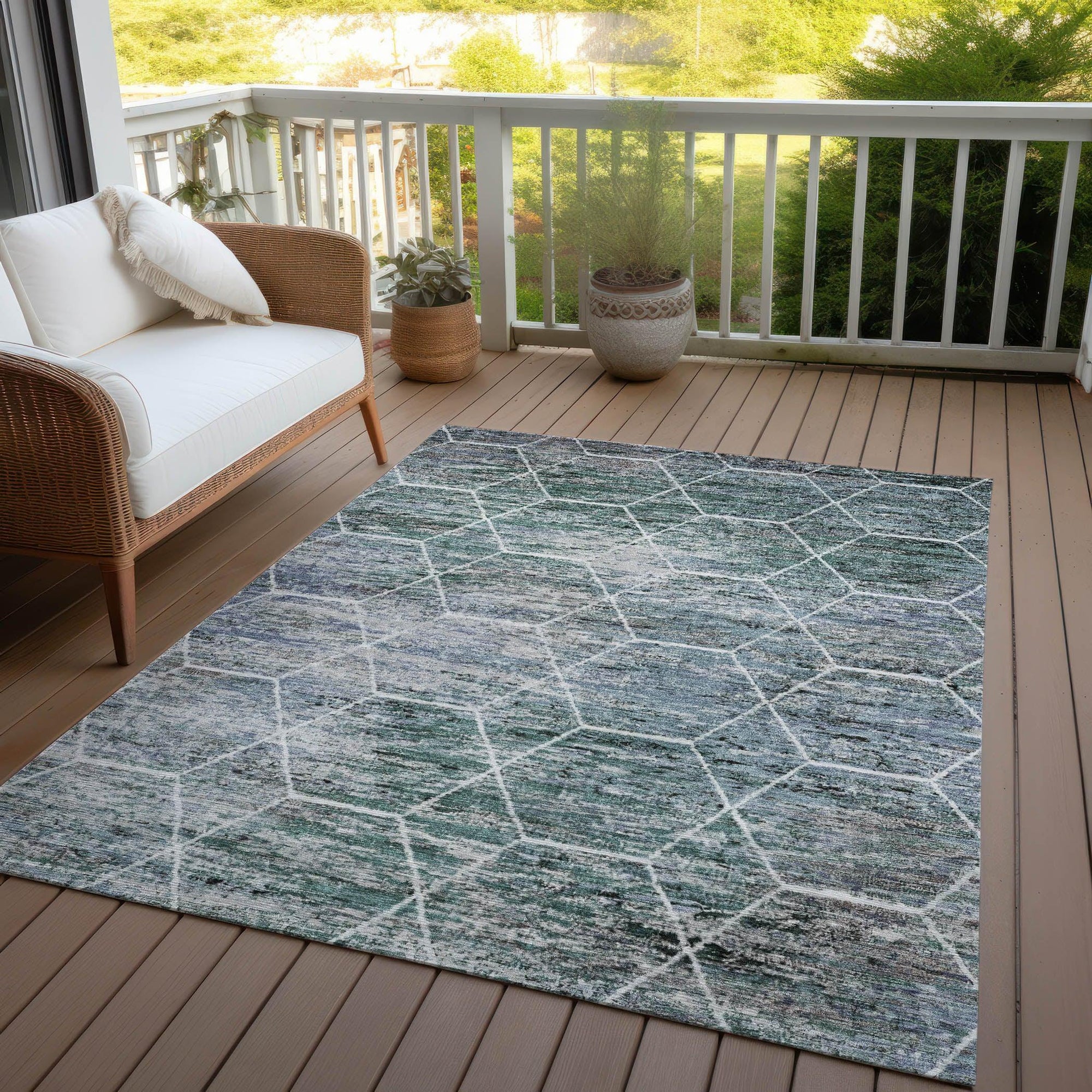 Addison Rugs Galyn Teal Washable Indoor-Outdoor Rug