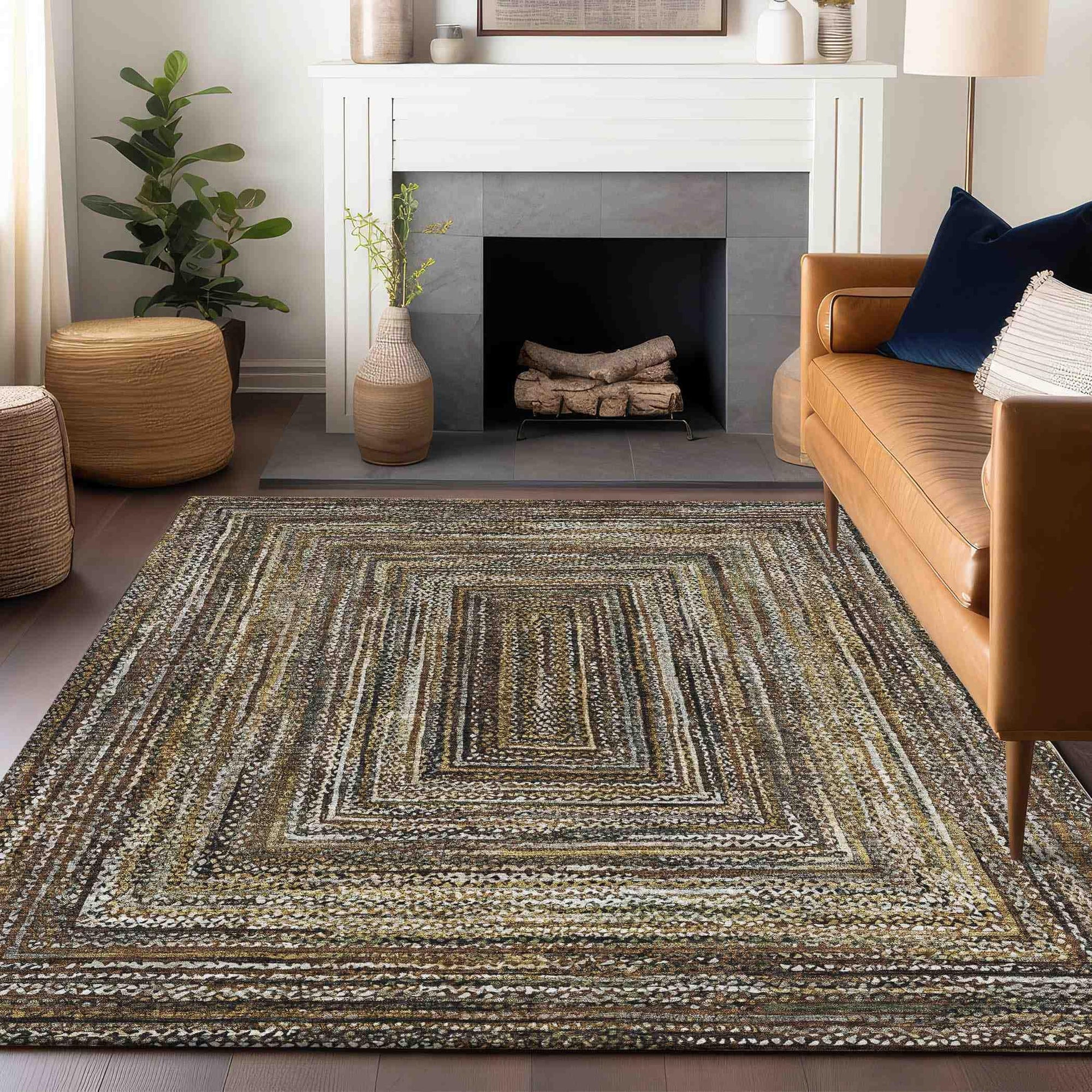 Addison Rugs Haelanor Brown Washable Indoor-Outdoor Rug