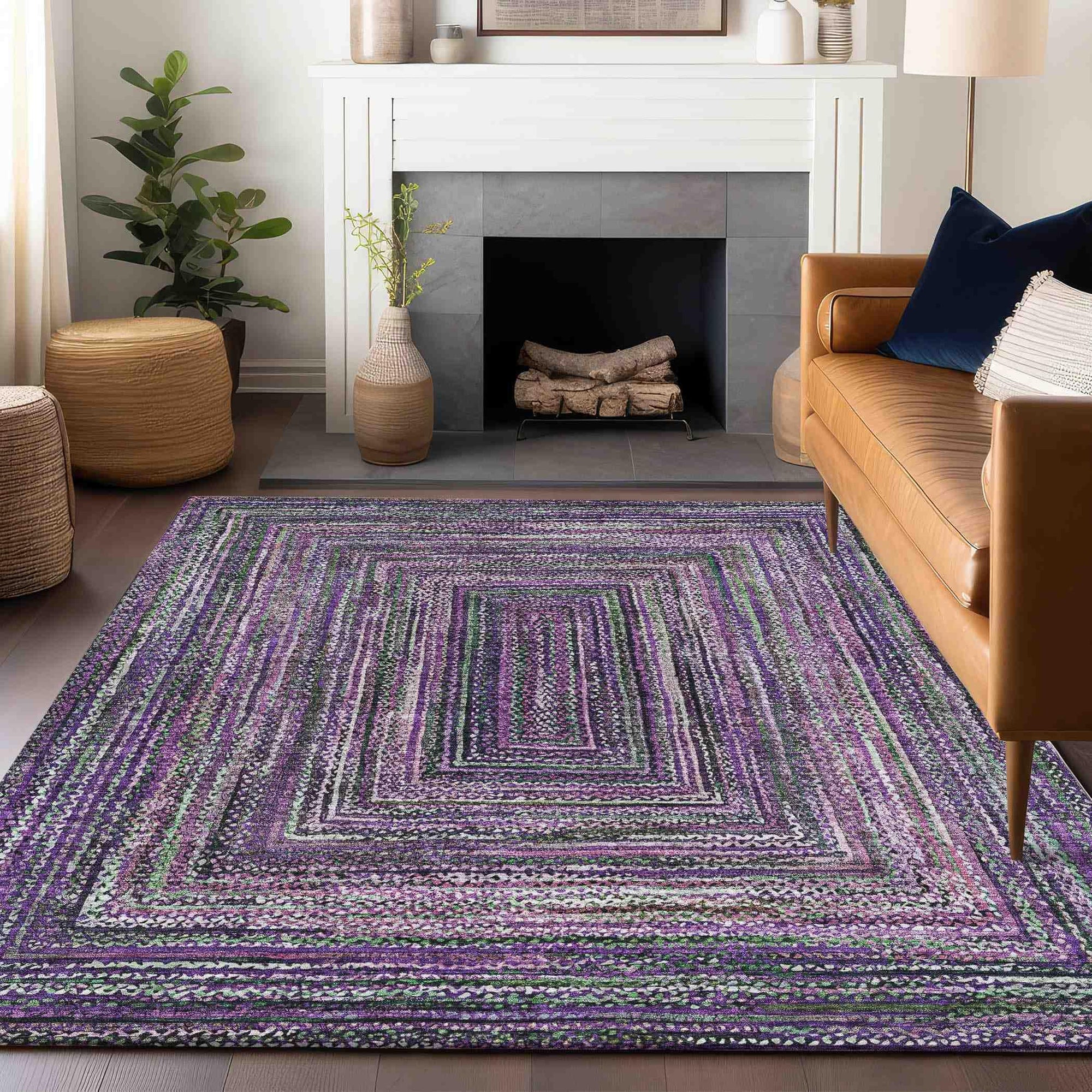 Addison Rugs Haelanor Purple Washable Indoor-Outdoor Rug