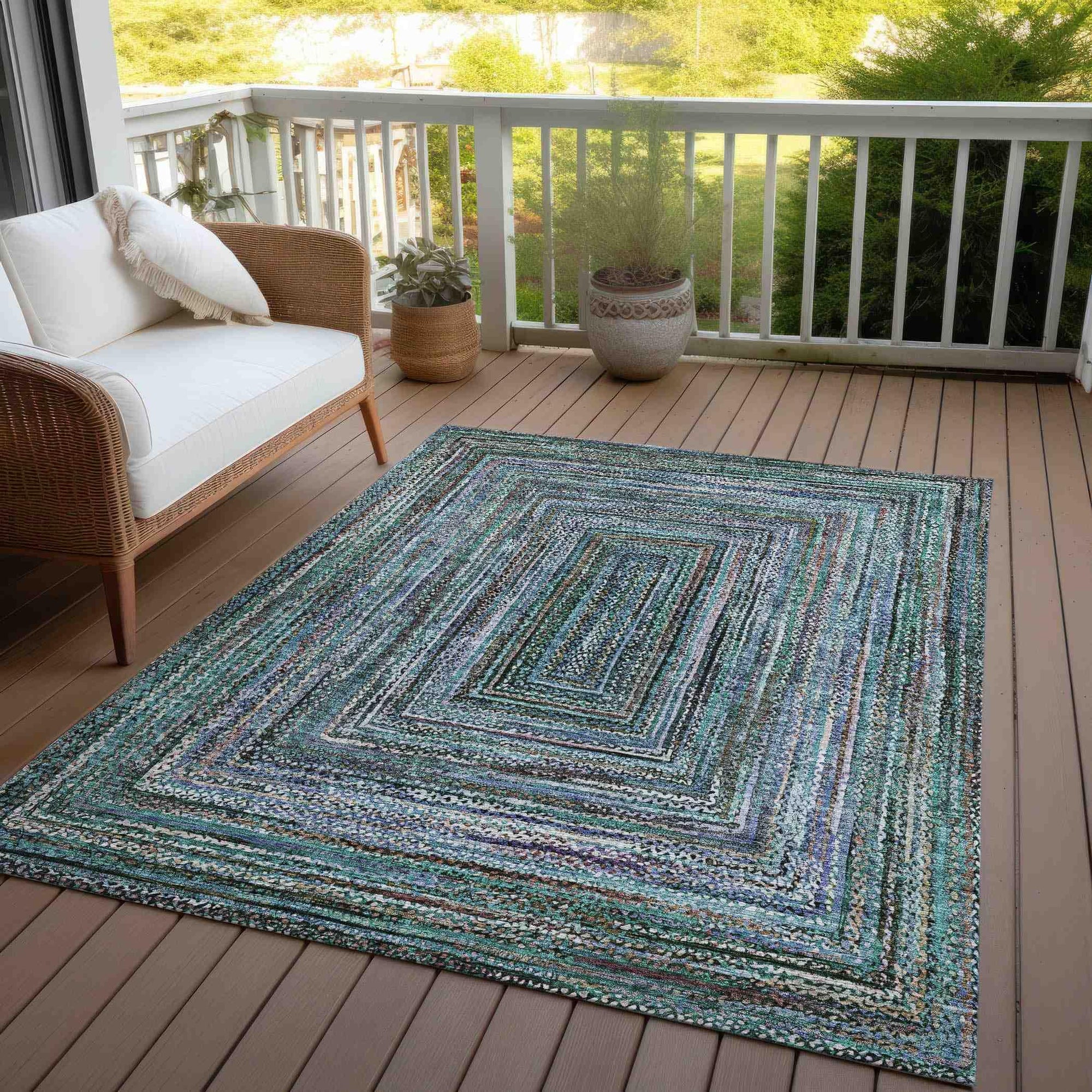 Addison Rugs Haelanor Teal Washable Indoor-Outdoor Rug