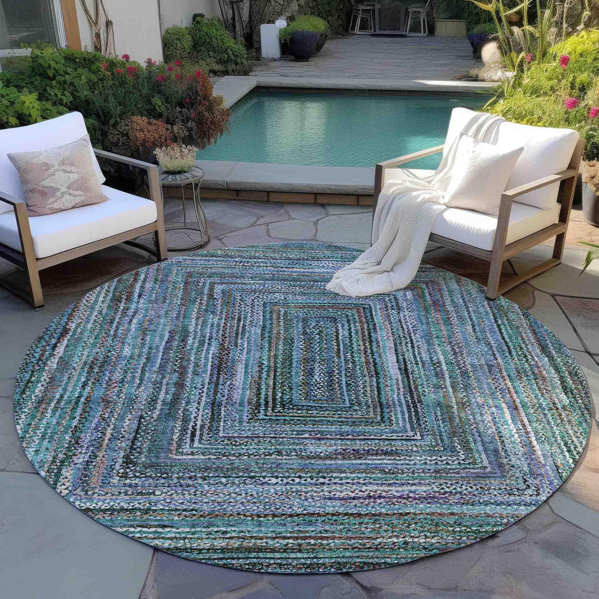 Addison Rugs Haelanor Teal Washable Indoor-Outdoor Rug