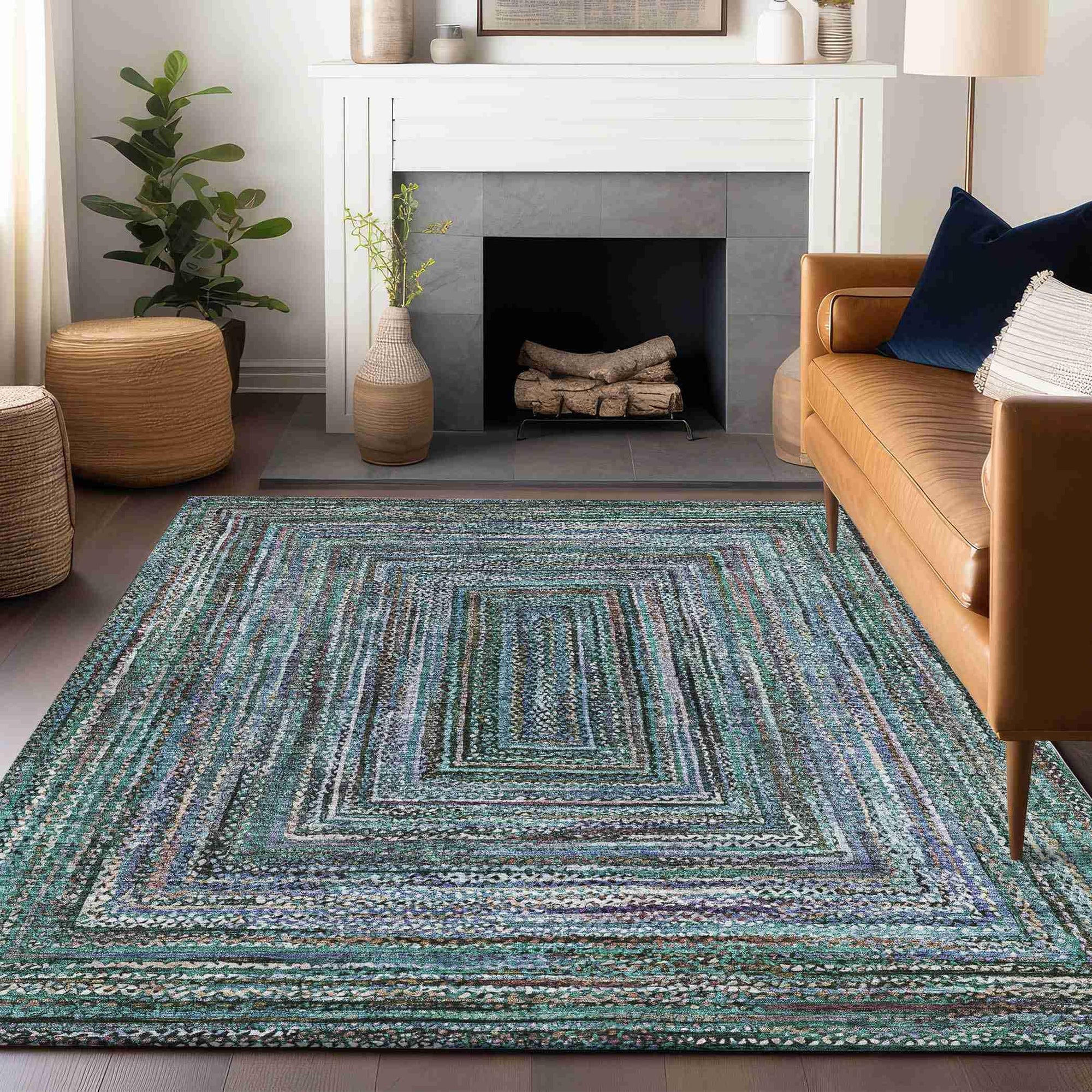 Addison Rugs Haelanor Teal Washable Indoor-Outdoor Rug
