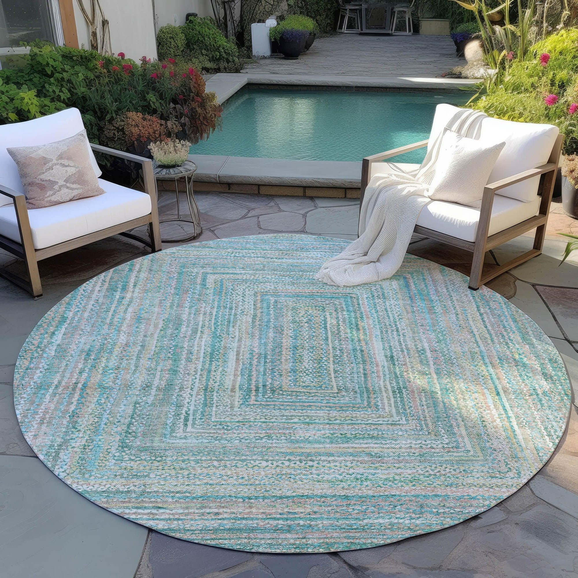 Addison Rugs Haelara Teal Washable Indoor-Outdoor Rug