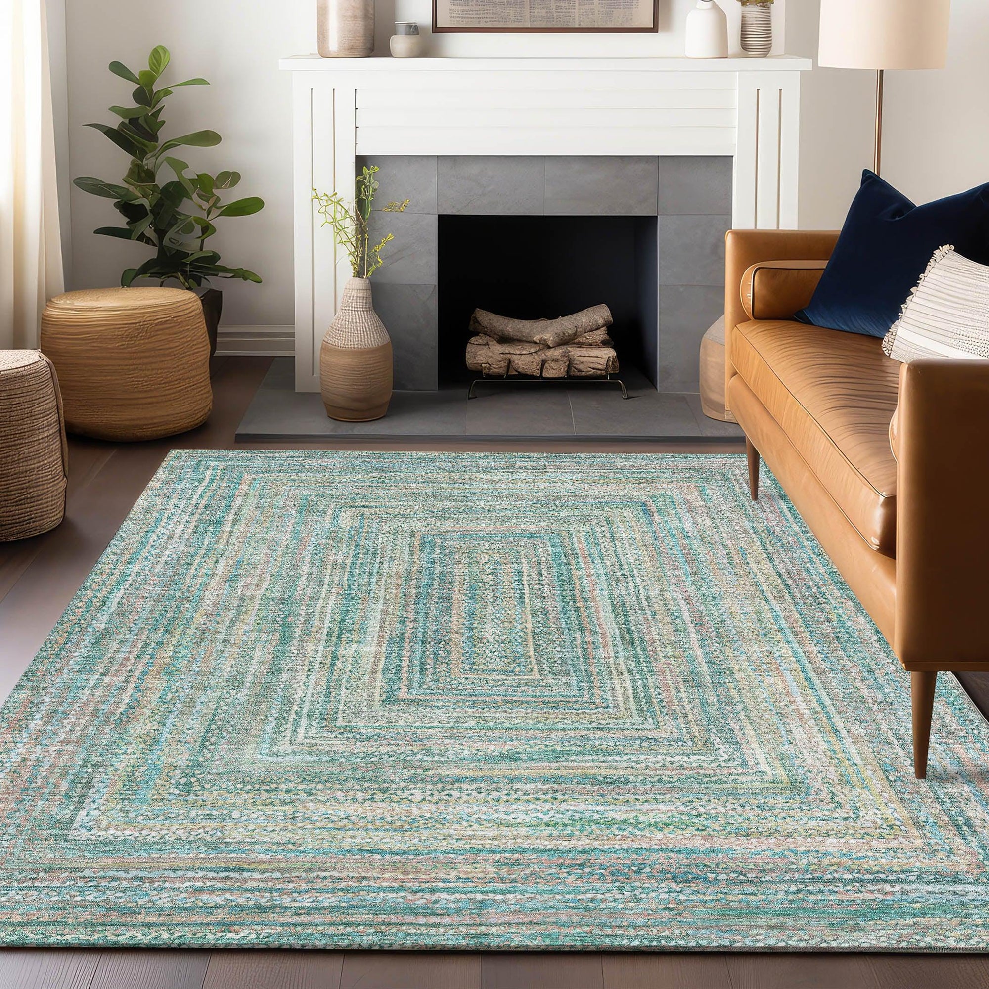 Addison Rugs Haelara Teal Washable Indoor-Outdoor Rug