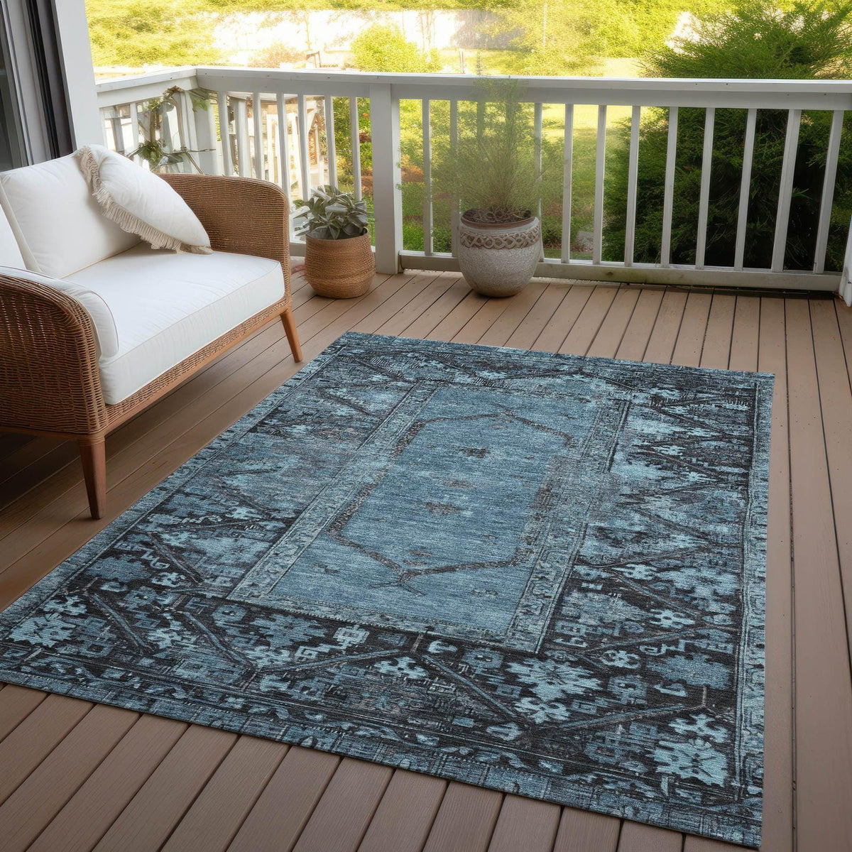 Addison Rugs Haelaris Blue Washable Indoor-Outdoor Rug
