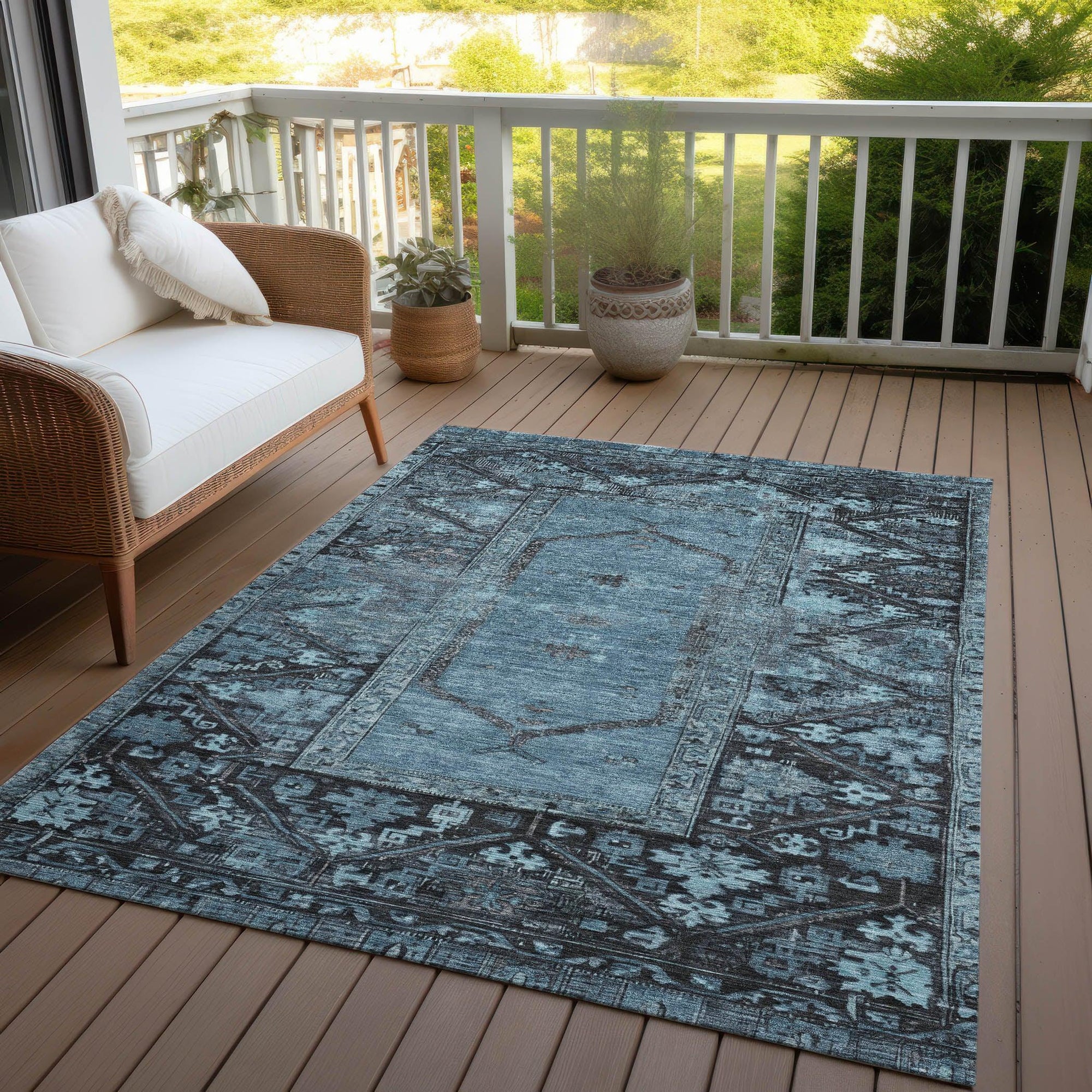 Addison Rugs Haelaris Blue Washable Indoor-Outdoor Rug