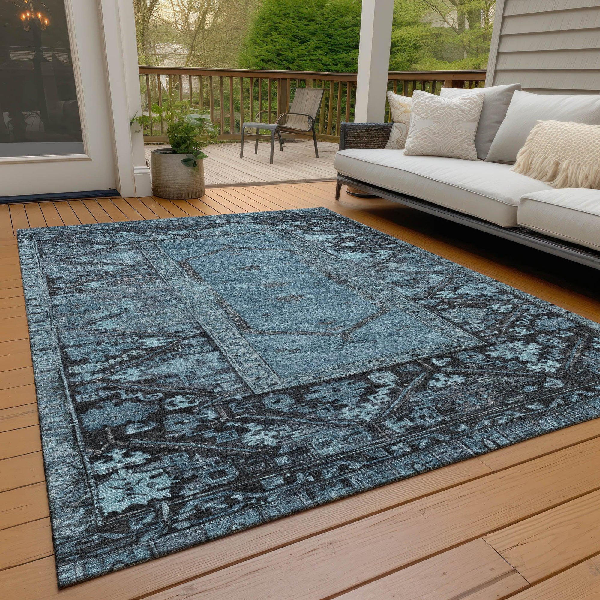 Addison Rugs Haelaris Blue Washable Indoor-Outdoor Rug