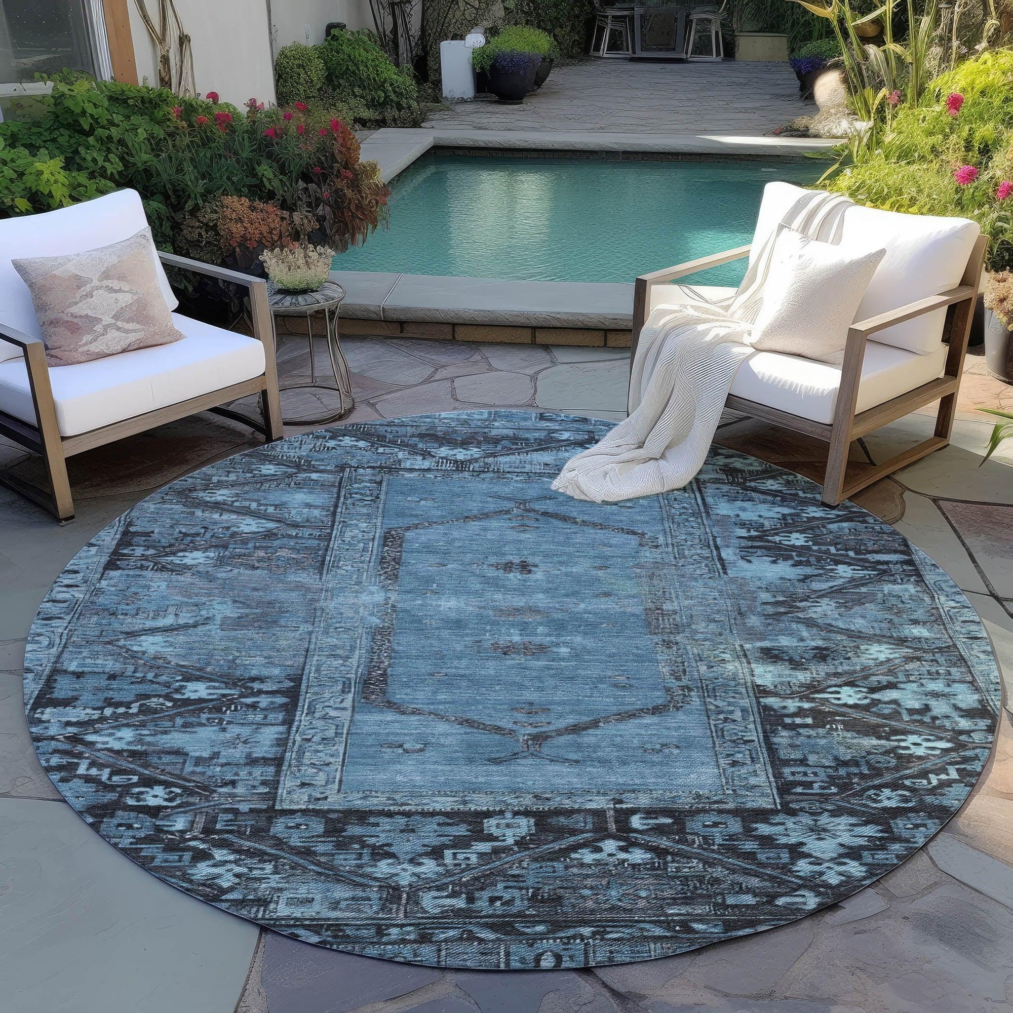 Addison Rugs Haelaris Blue Washable Indoor-Outdoor Rug