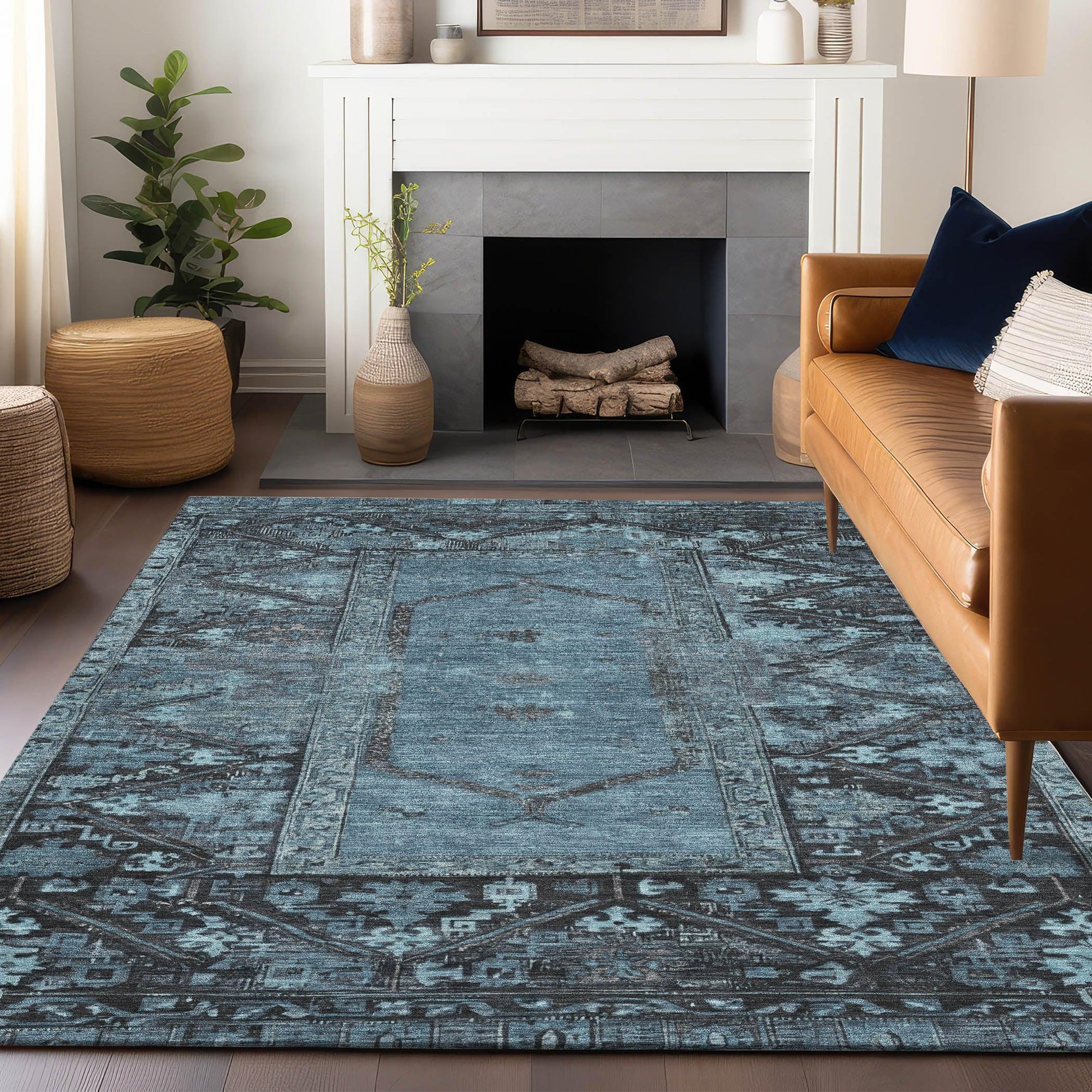 Addison Rugs Haelaris Blue Washable Indoor-Outdoor Rug
