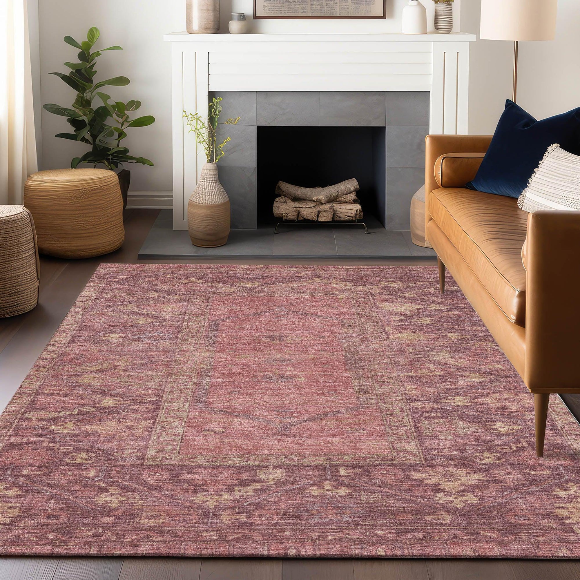 Addison Rugs Haelaris Pink Washable Indoor-Outdoor Rug
