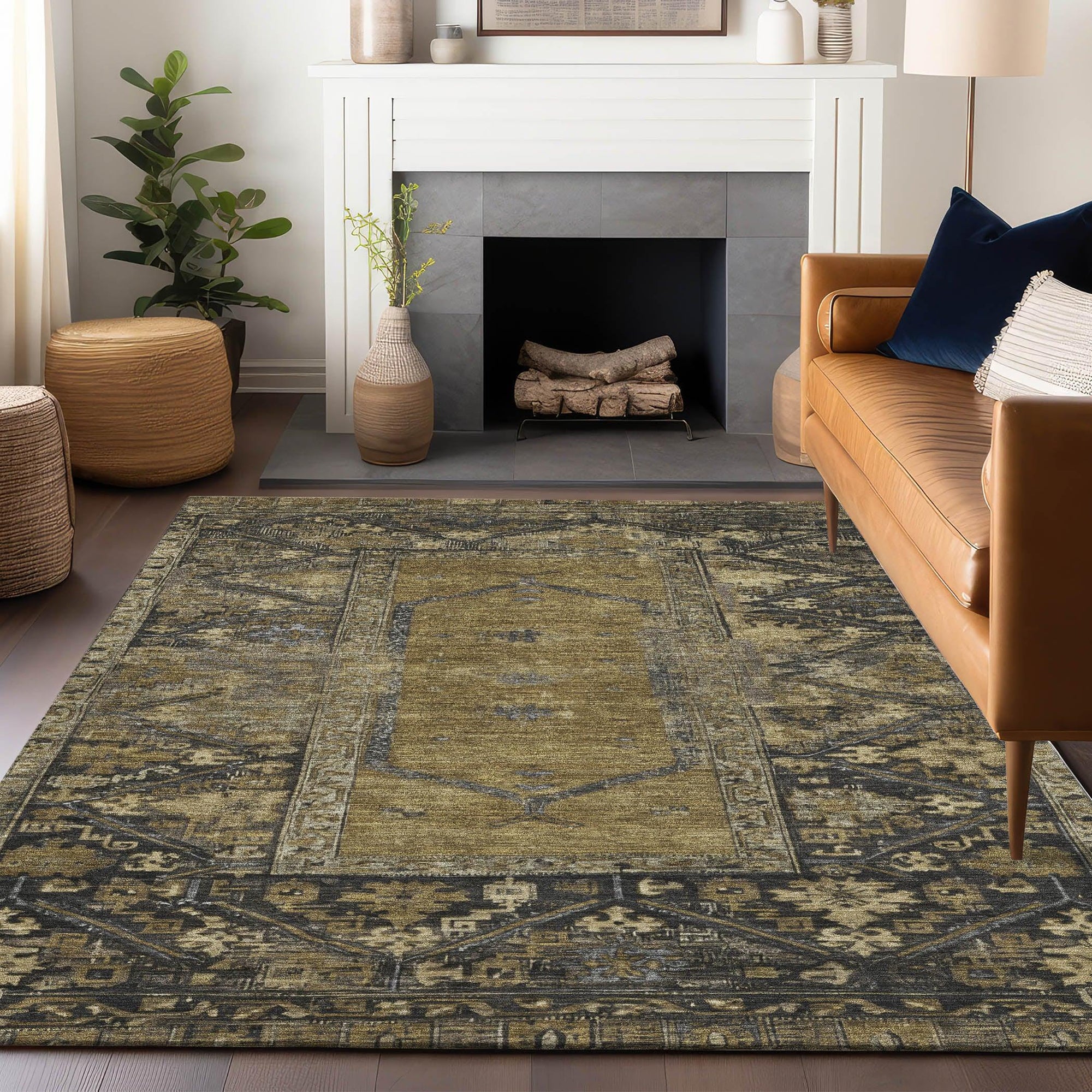 Addison Rugs Haelaris Brown Washable Indoor-Outdoor Rug